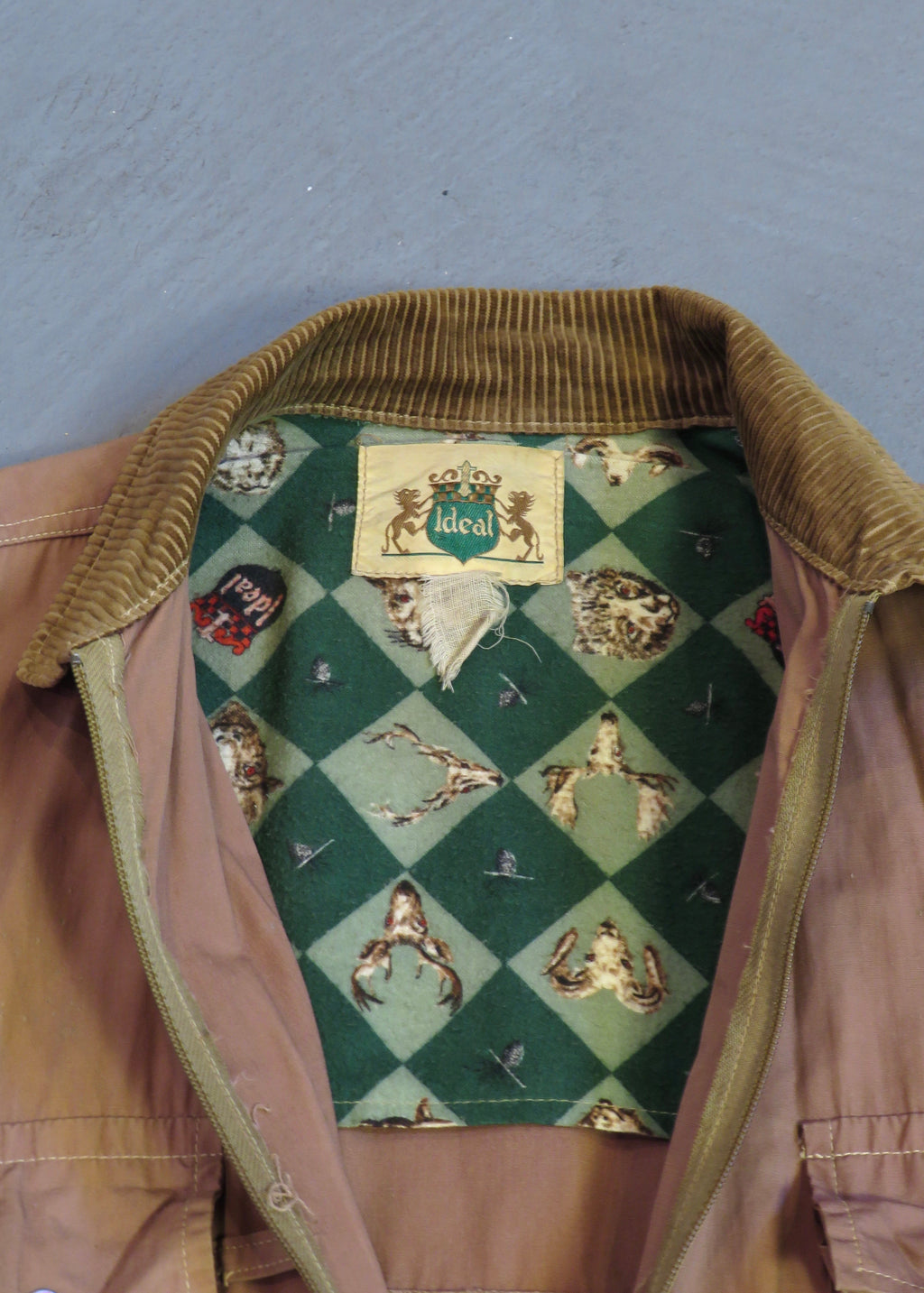 Vintage 1960s Ideal Products Brown Cotton Cropped Fly Fishing Jacket