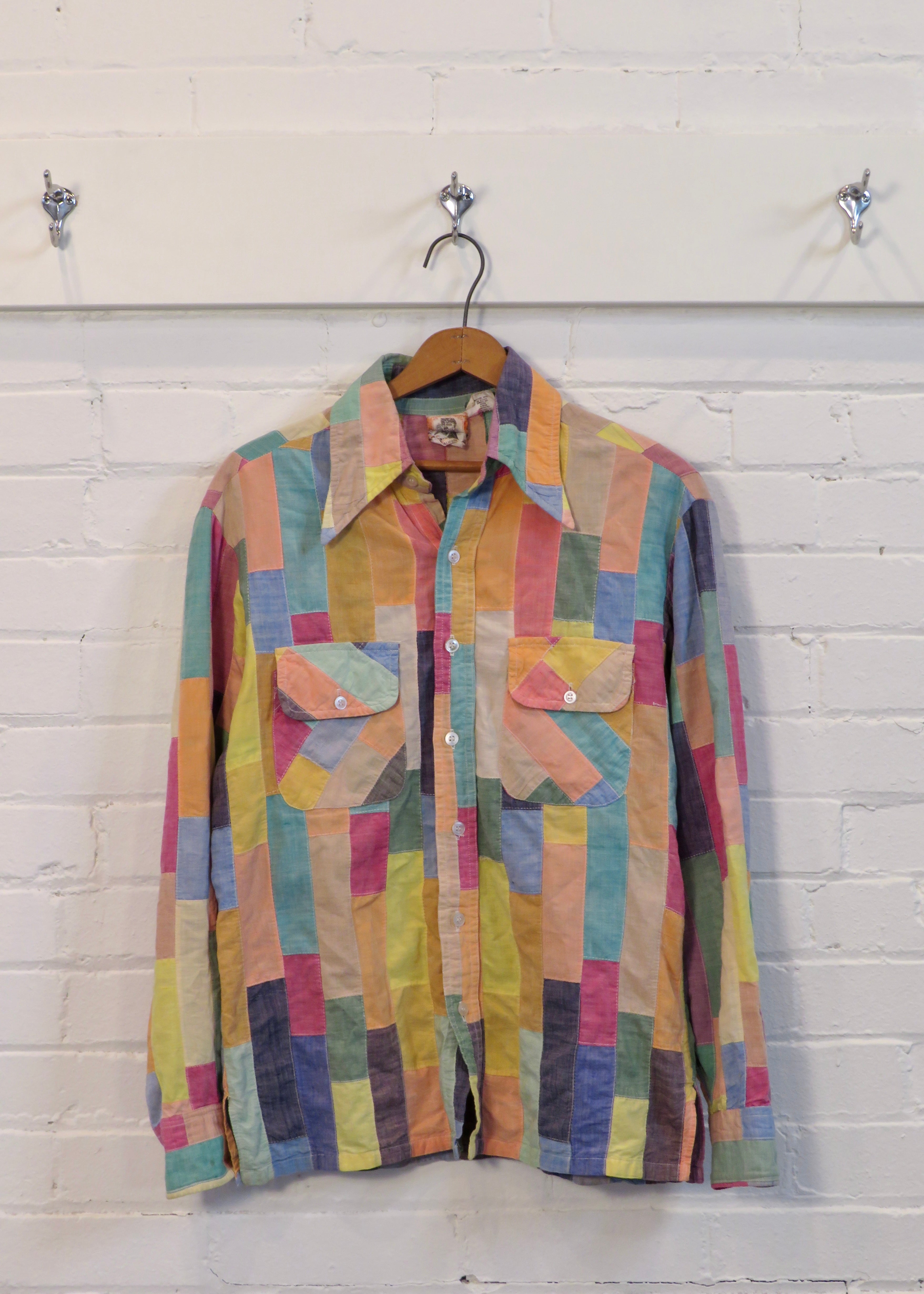 1970s Madras Patchwork Shirt | M