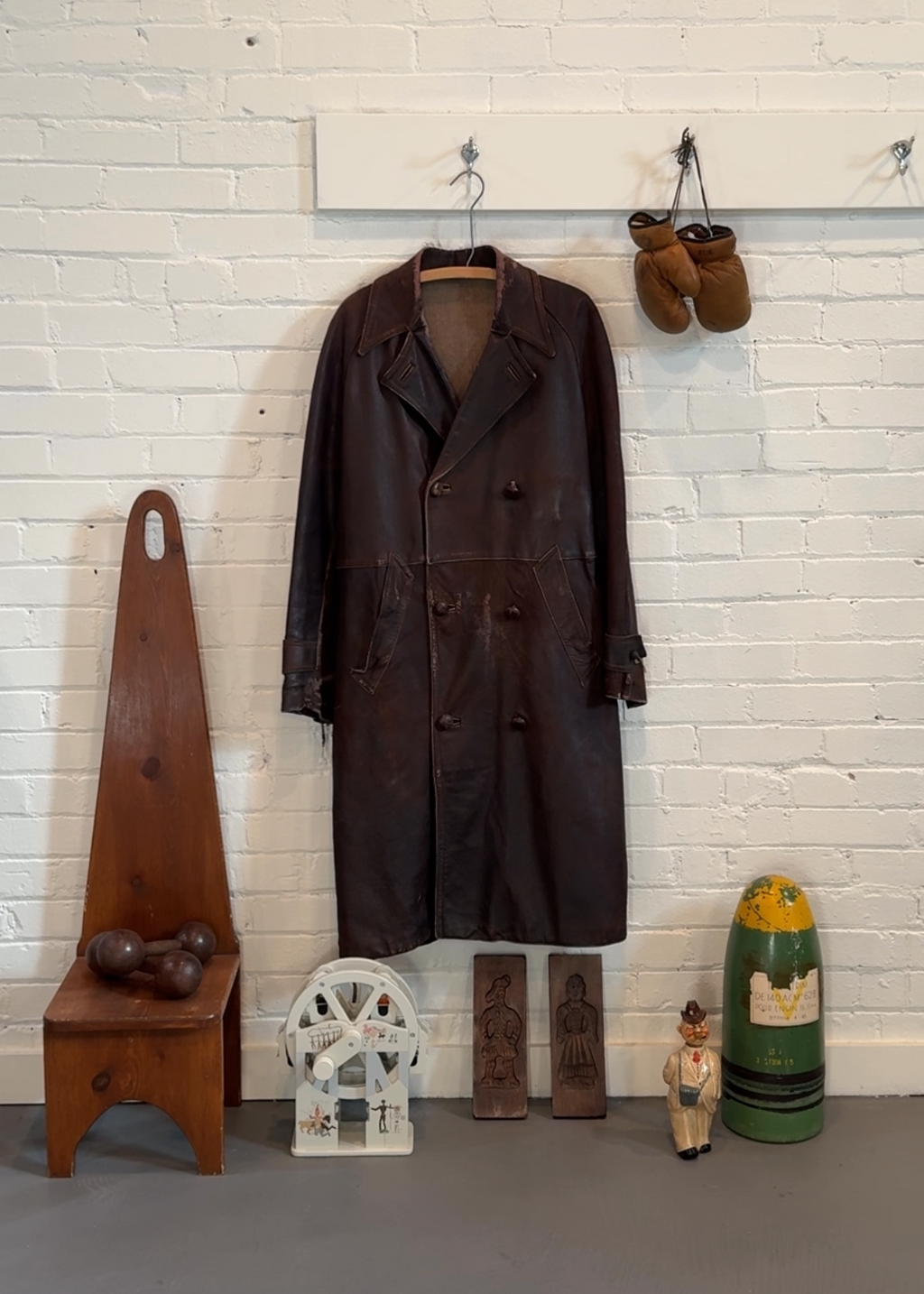 1940s European Leather Trench Coat