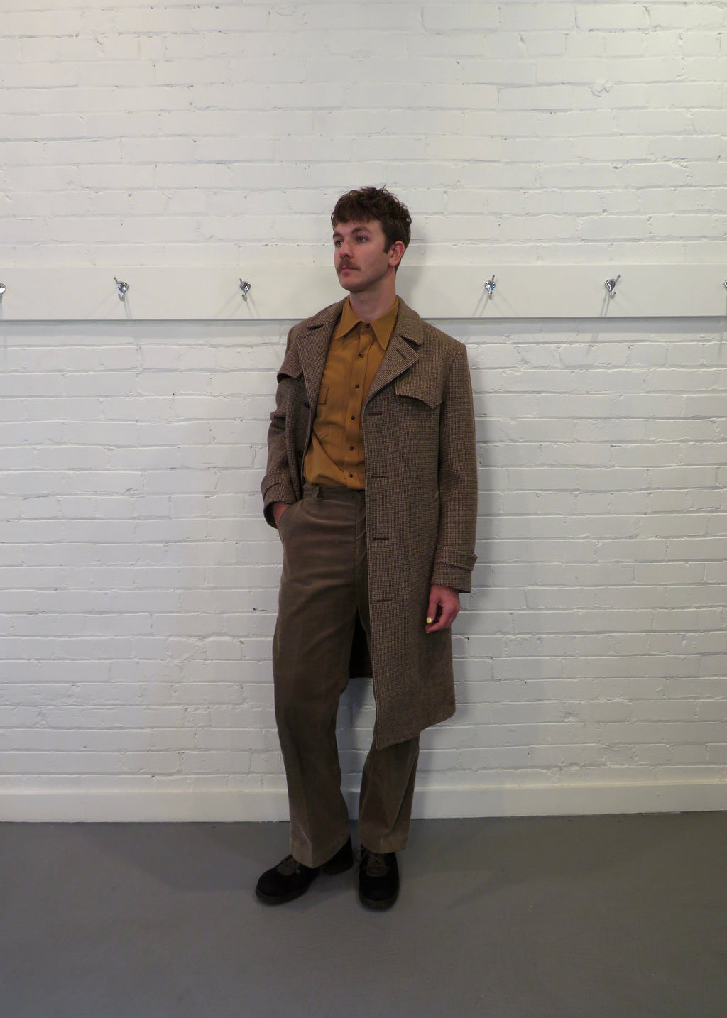 1980s Pendleton Belted Wool Houndstooth Overcoat