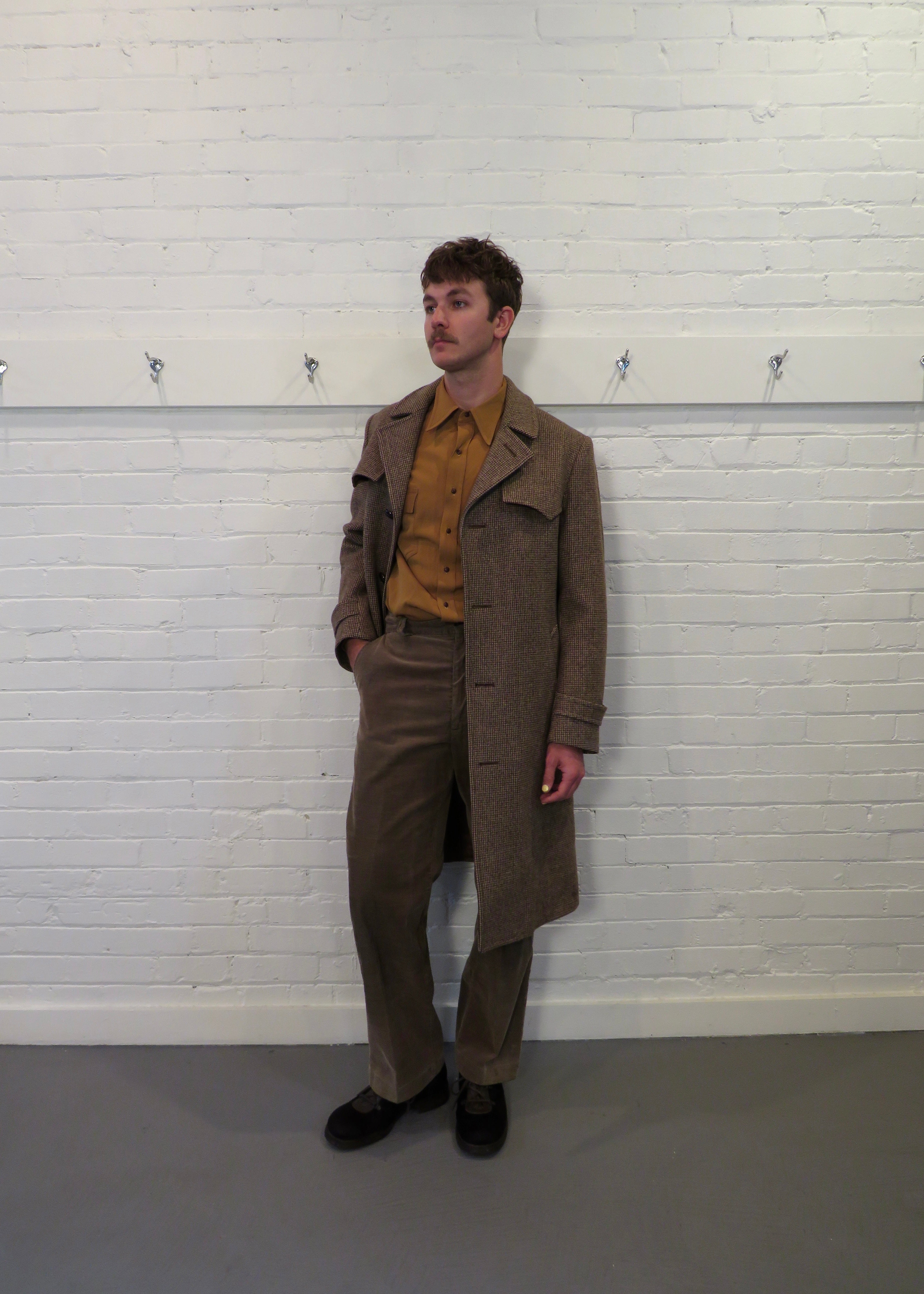 1980s Pendleton Belted Wool Houndstooth Overcoat