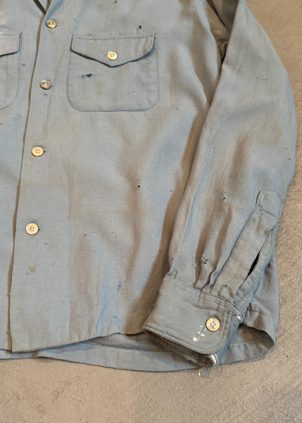 1940s Distressed Wool Cropped Overshirt