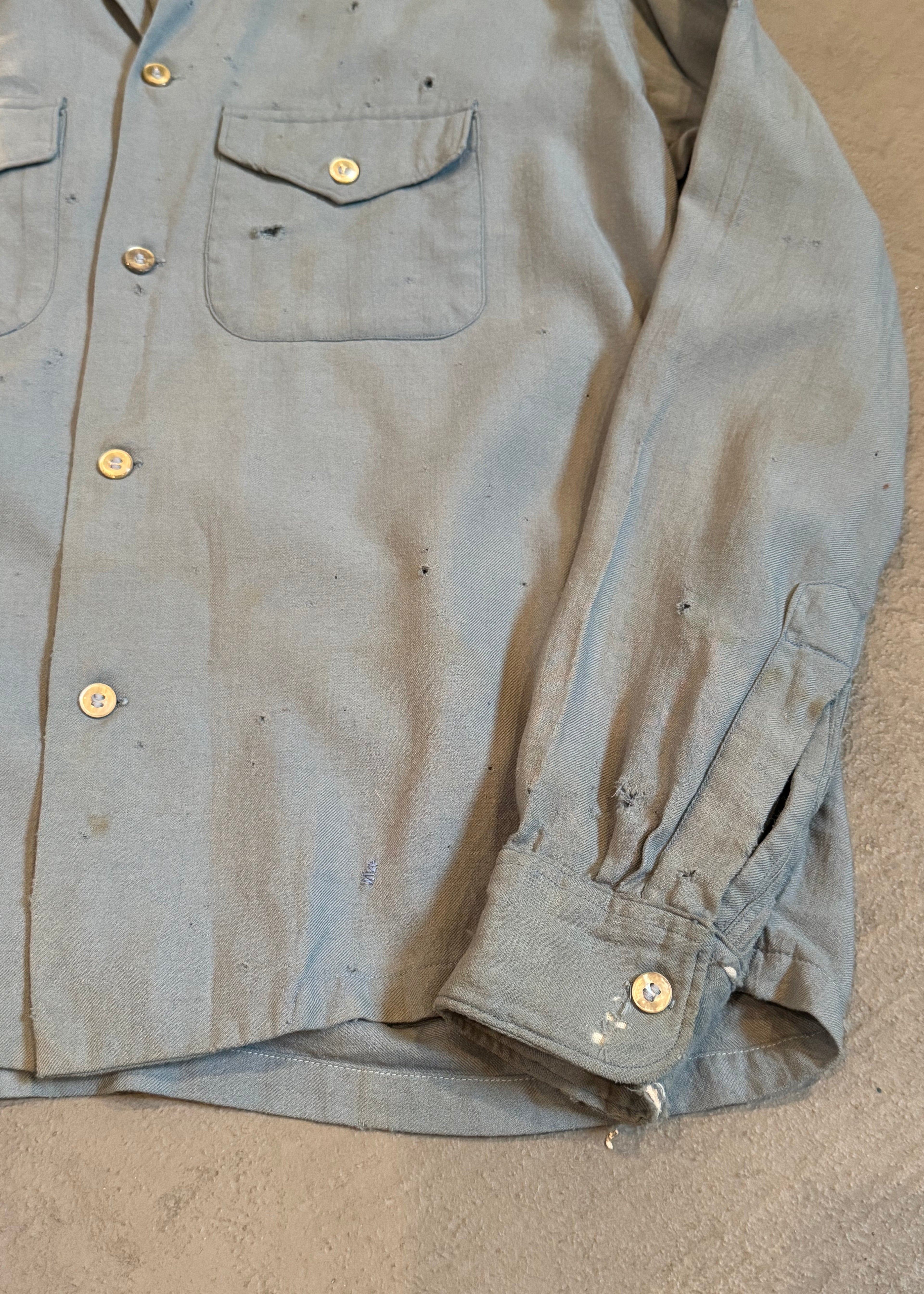1940s Distressed Wool Cropped Overshirt