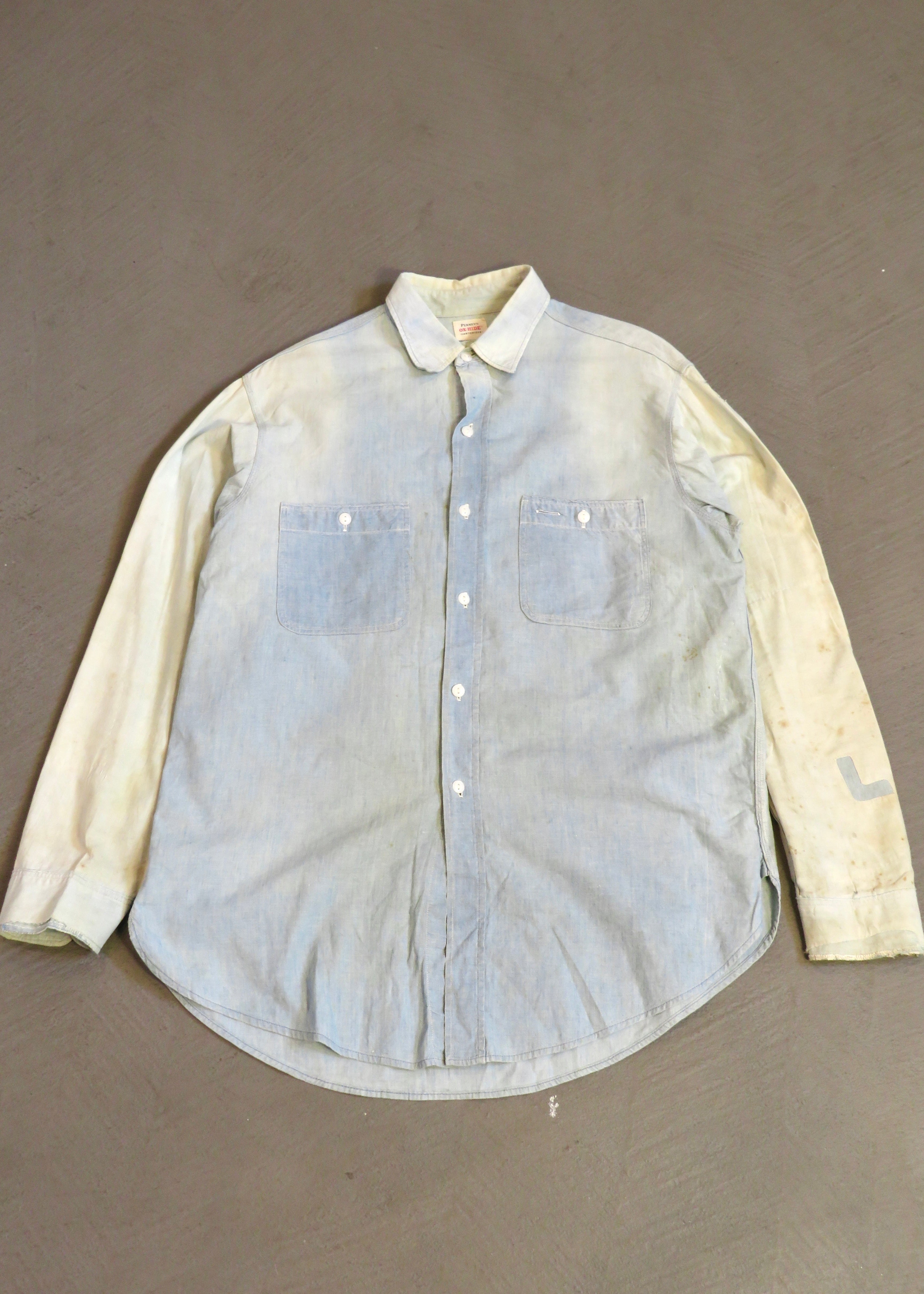 1950s Penneys Ox-Hide Repaired Chambray Shirt