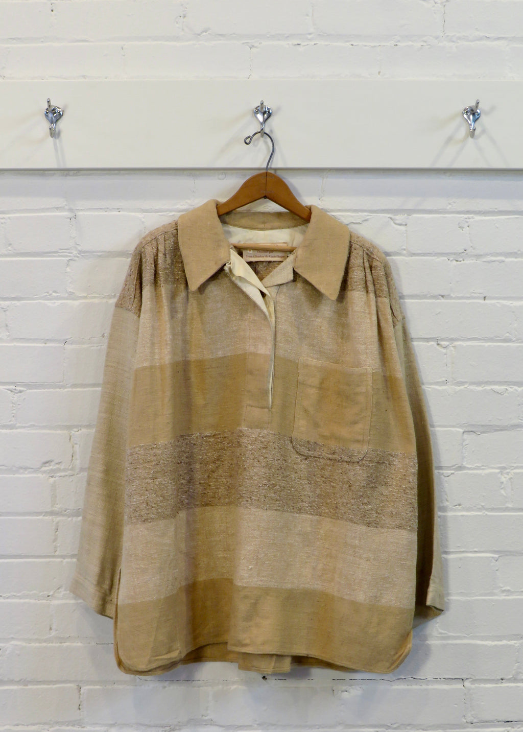 1970s Ko and Co J.C. de Castelbajac Raw Silk Striped Overshirt