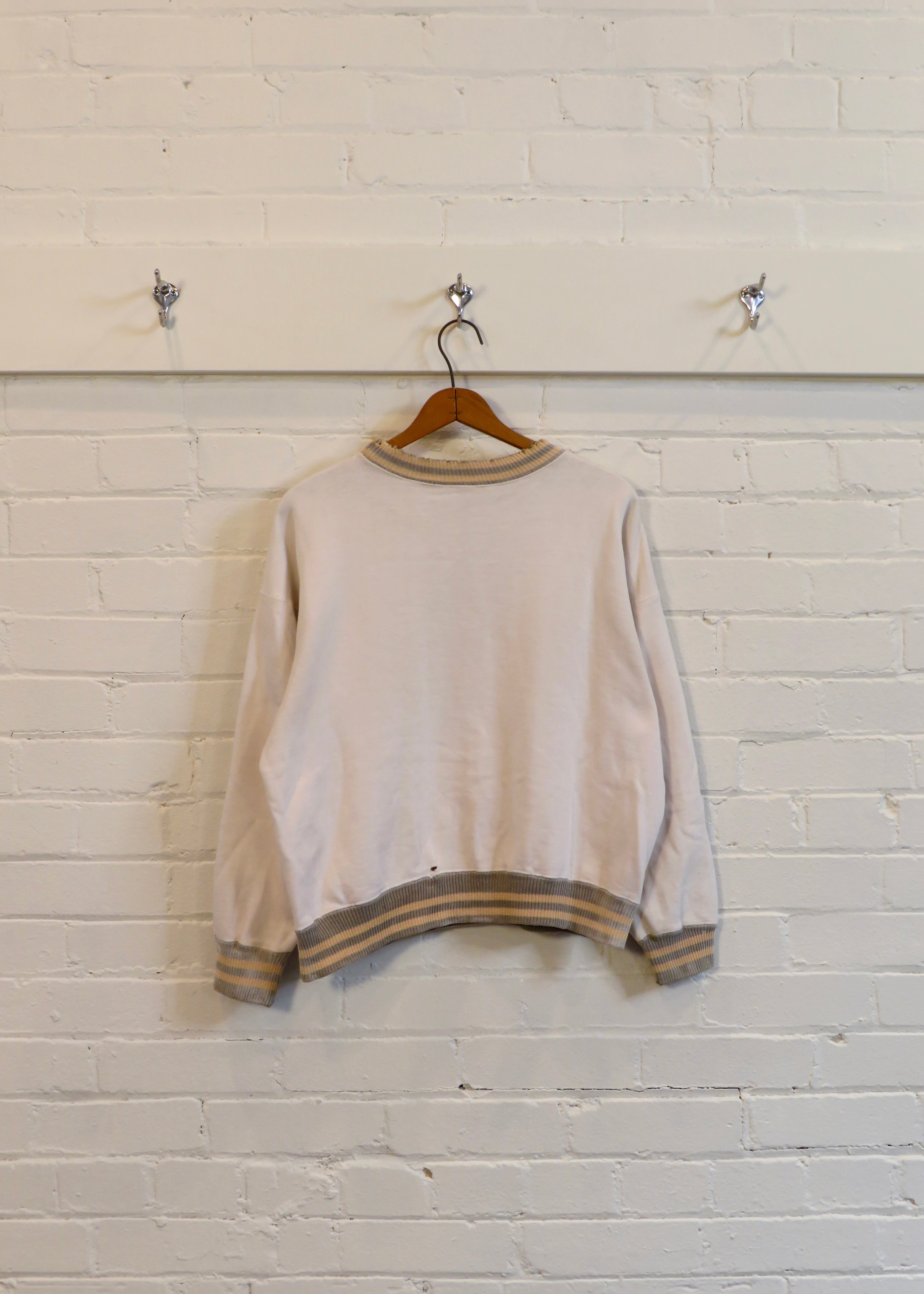 1950s University of Iowa Contrast Rib White Champion Running Man Crewneck Sweatshirt