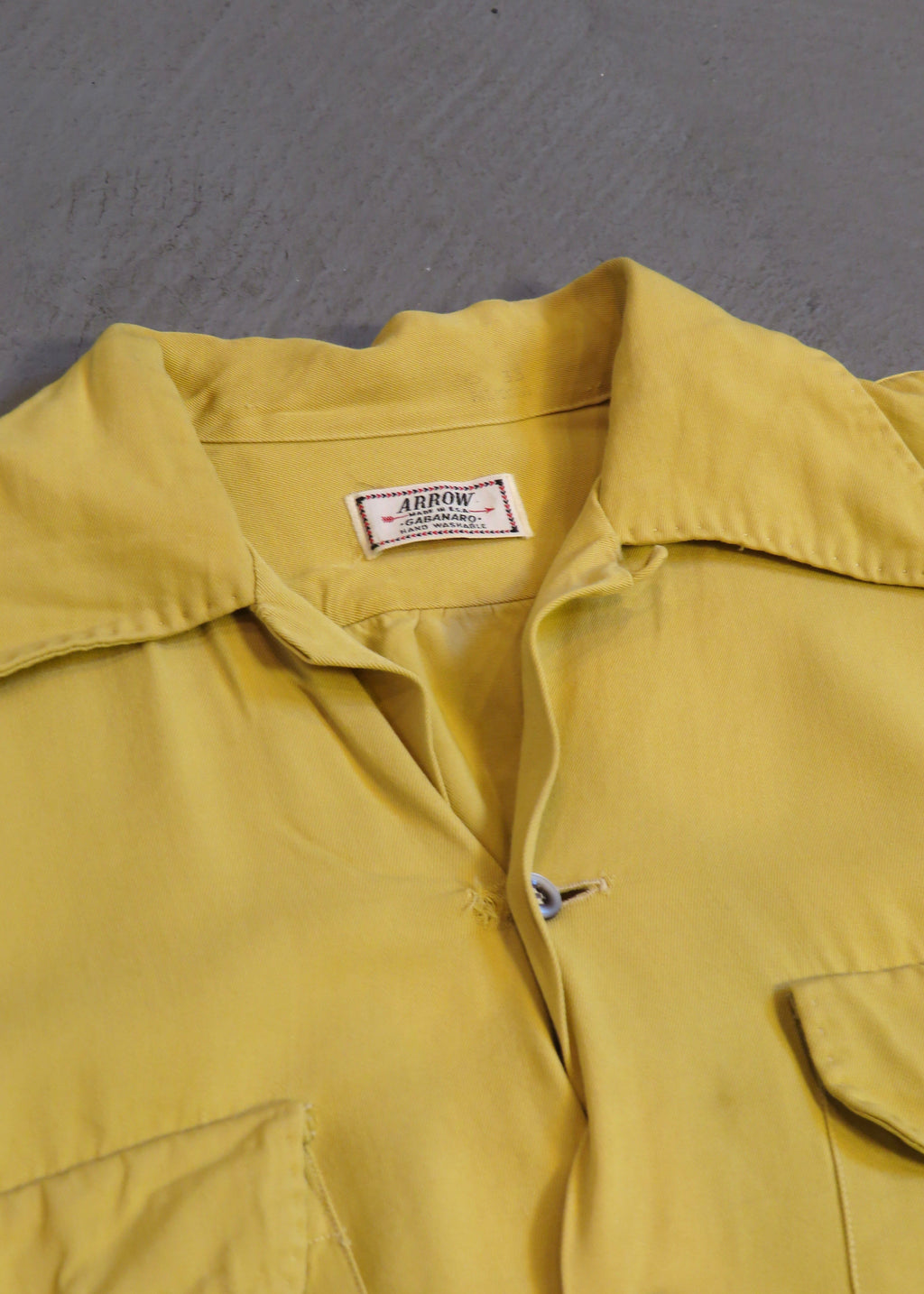 1950s Yellow Rayon Gabardine Overshirt