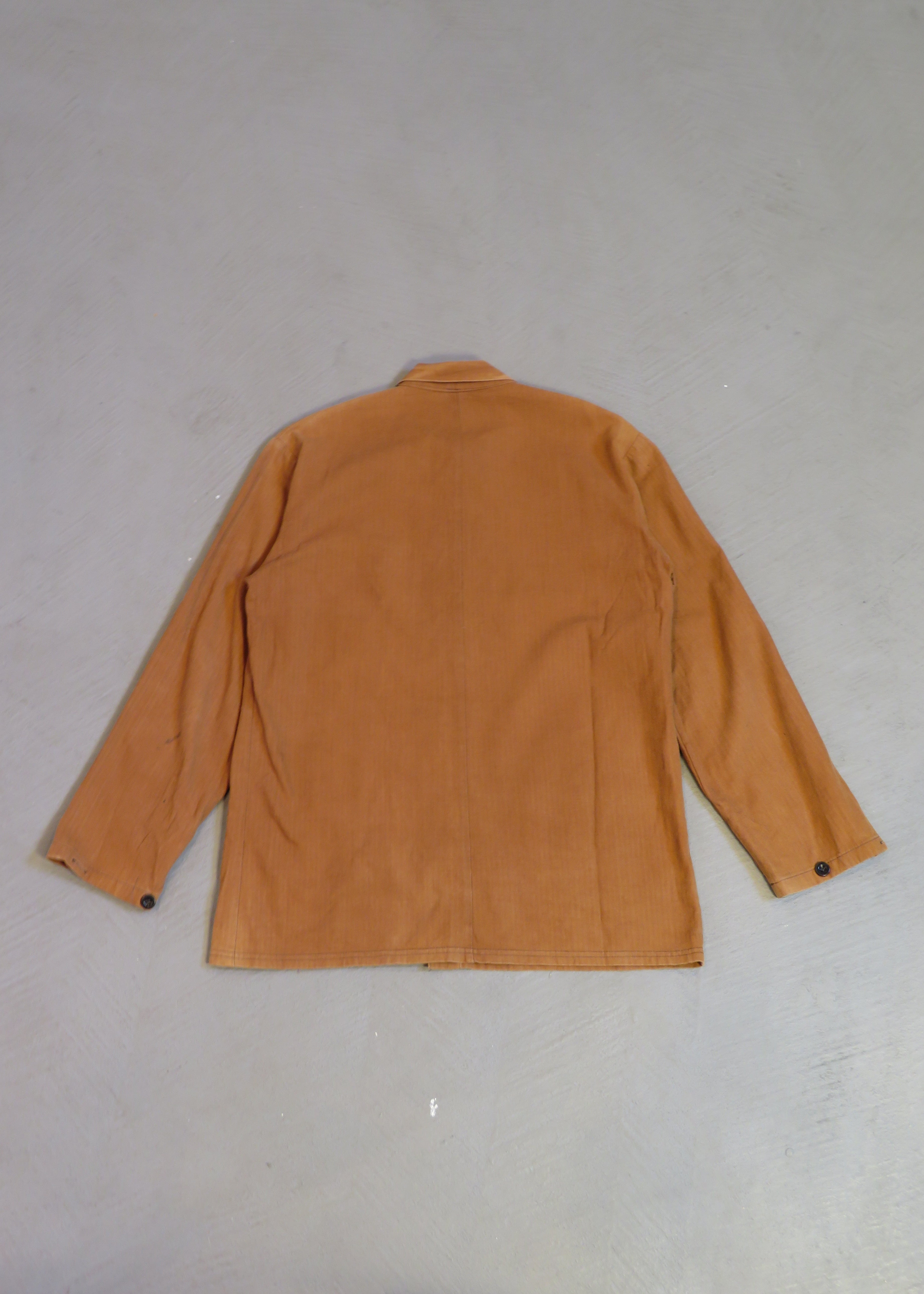 1980s Sienna Brown Overdyed Herringbone European Chore Jacket