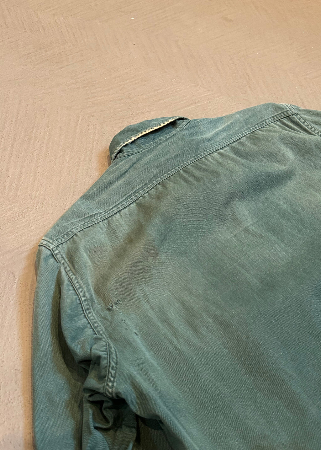 1950s Faded Green Distressed Work Shirt