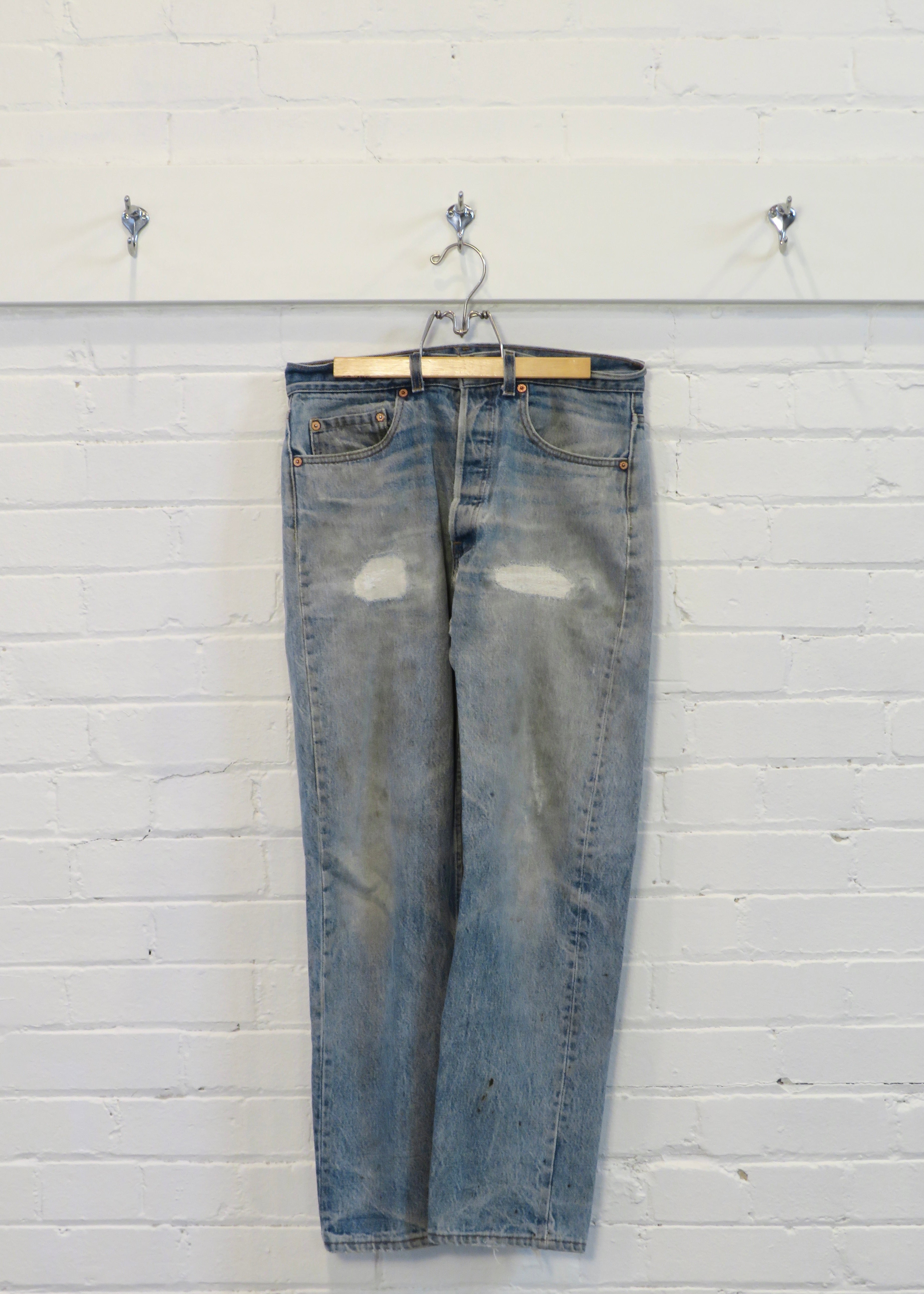 1990s Levi's 501 Repaired Light Wash Jeans