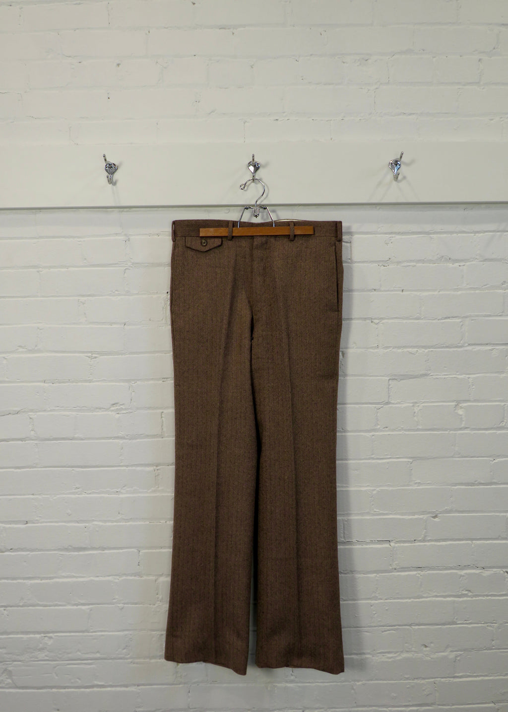 1970s Brown Wool Herringbone Suit
