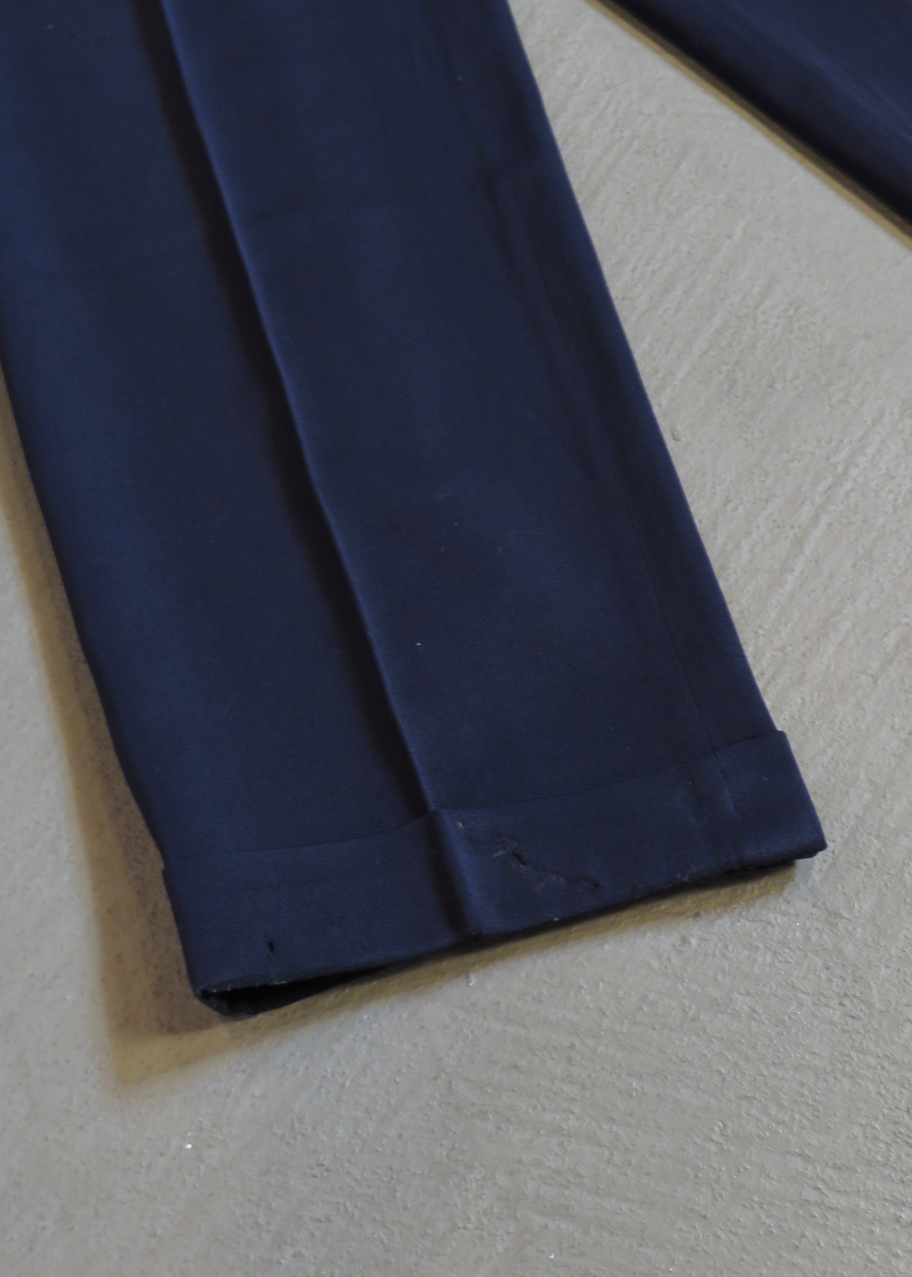 1950s Navy Wool Gabardine Trousers | 31"x31"