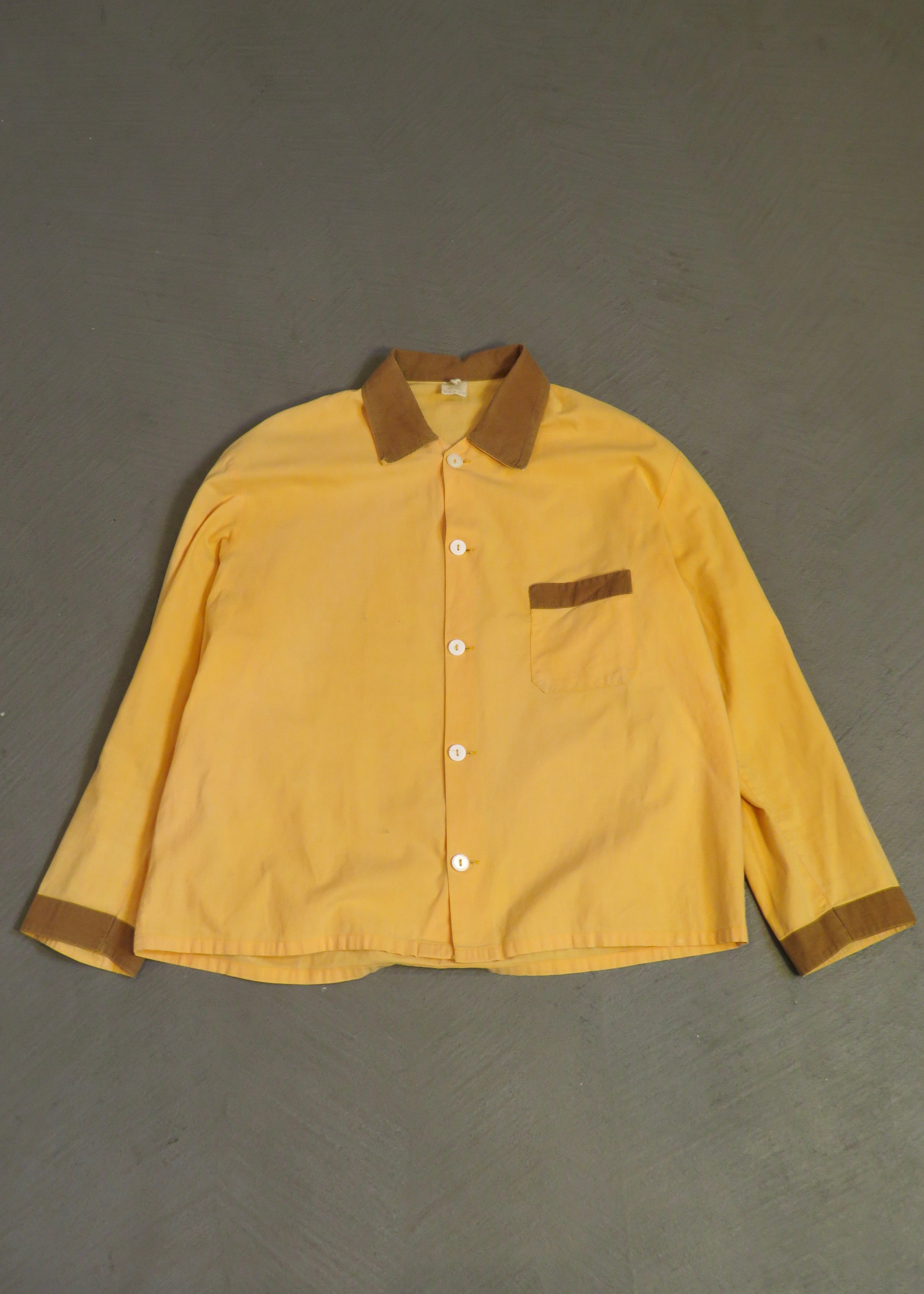 1970s European Contrast Collar Pajama Shirt