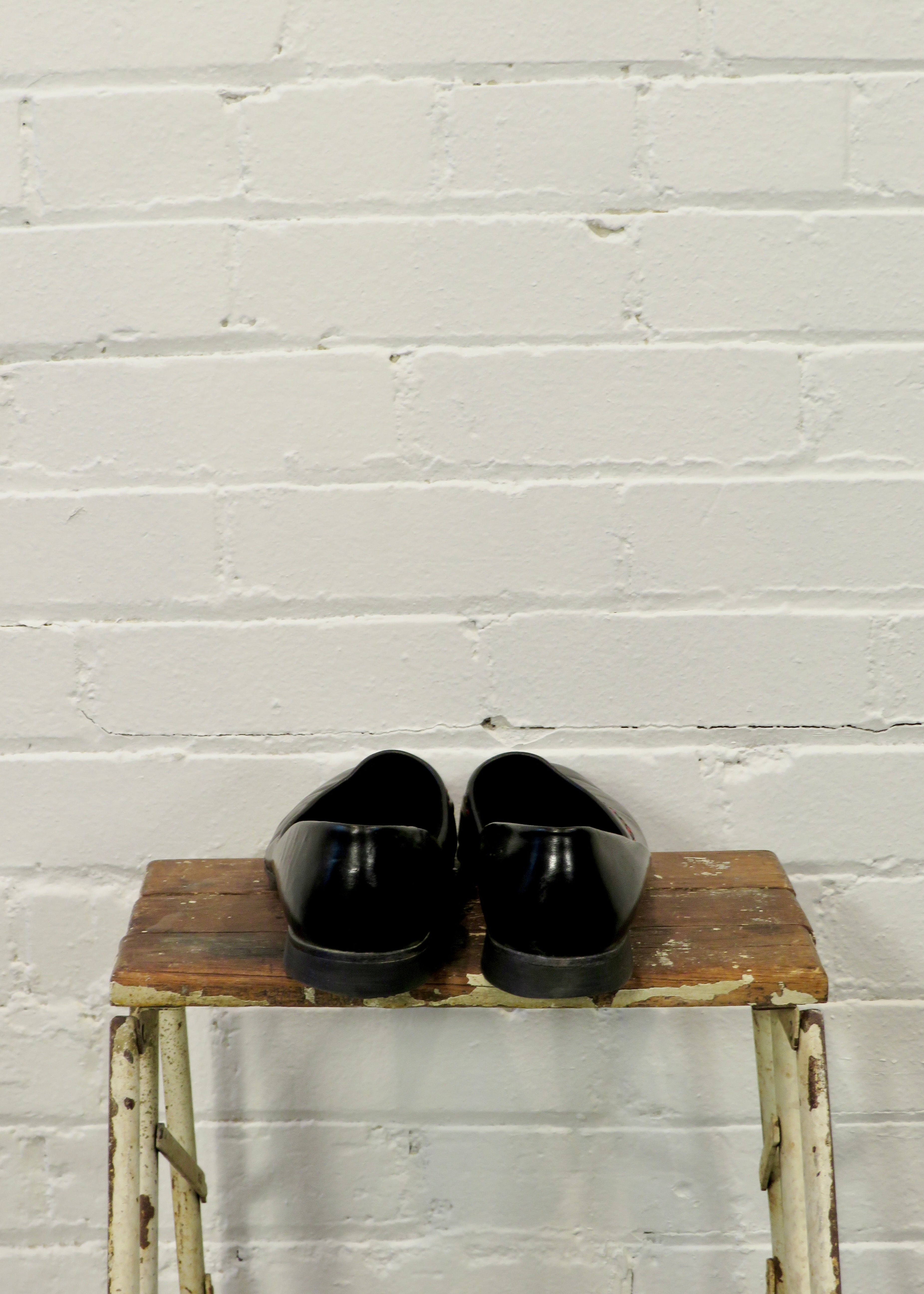 1960s Braided Black Leather House Slippers