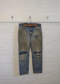 1990s Levi's 505 Orange Tab Dirty Wash Repaired Jeans