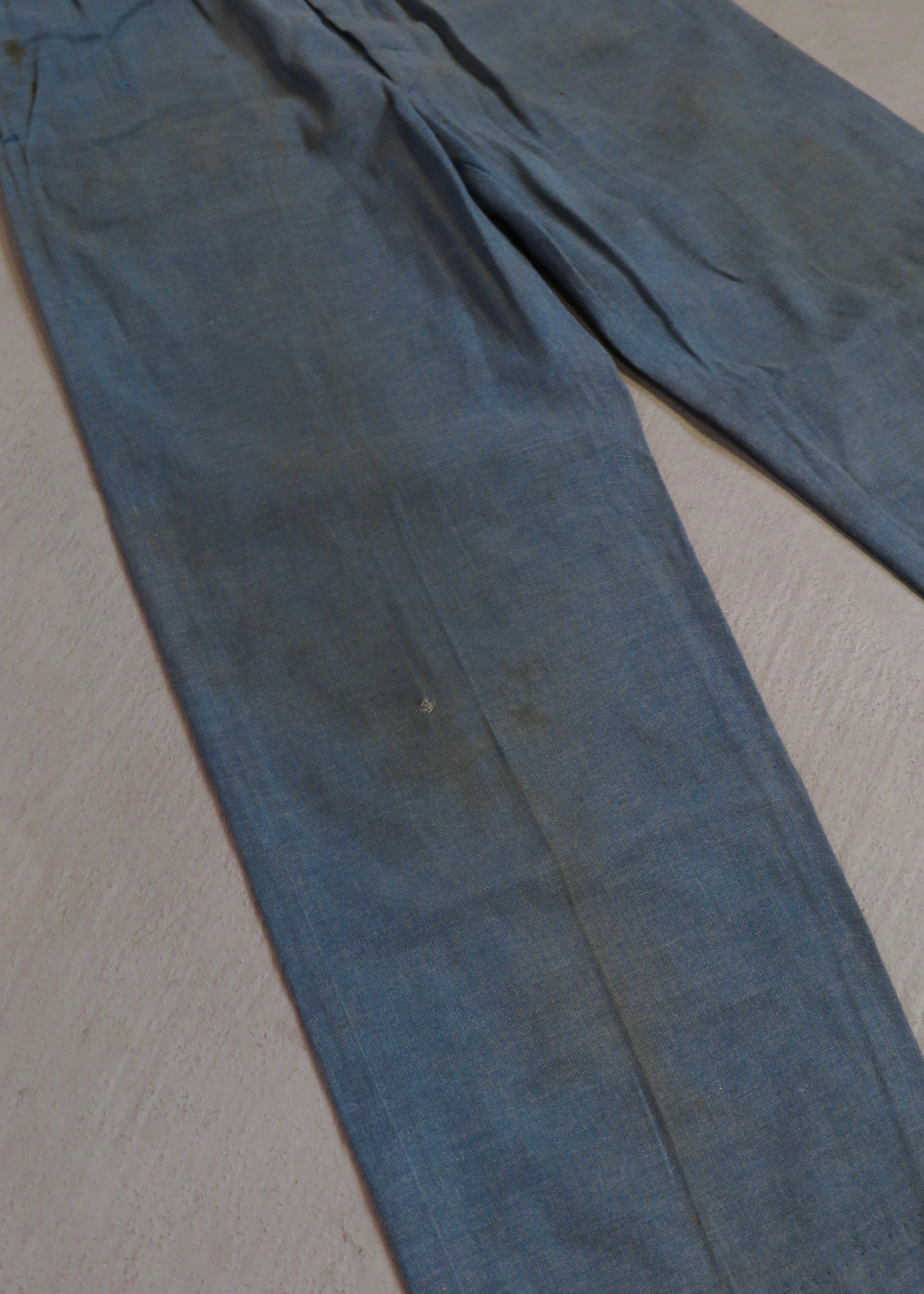 1940s Blue-Grey Linen Trousers | 33"x30"
