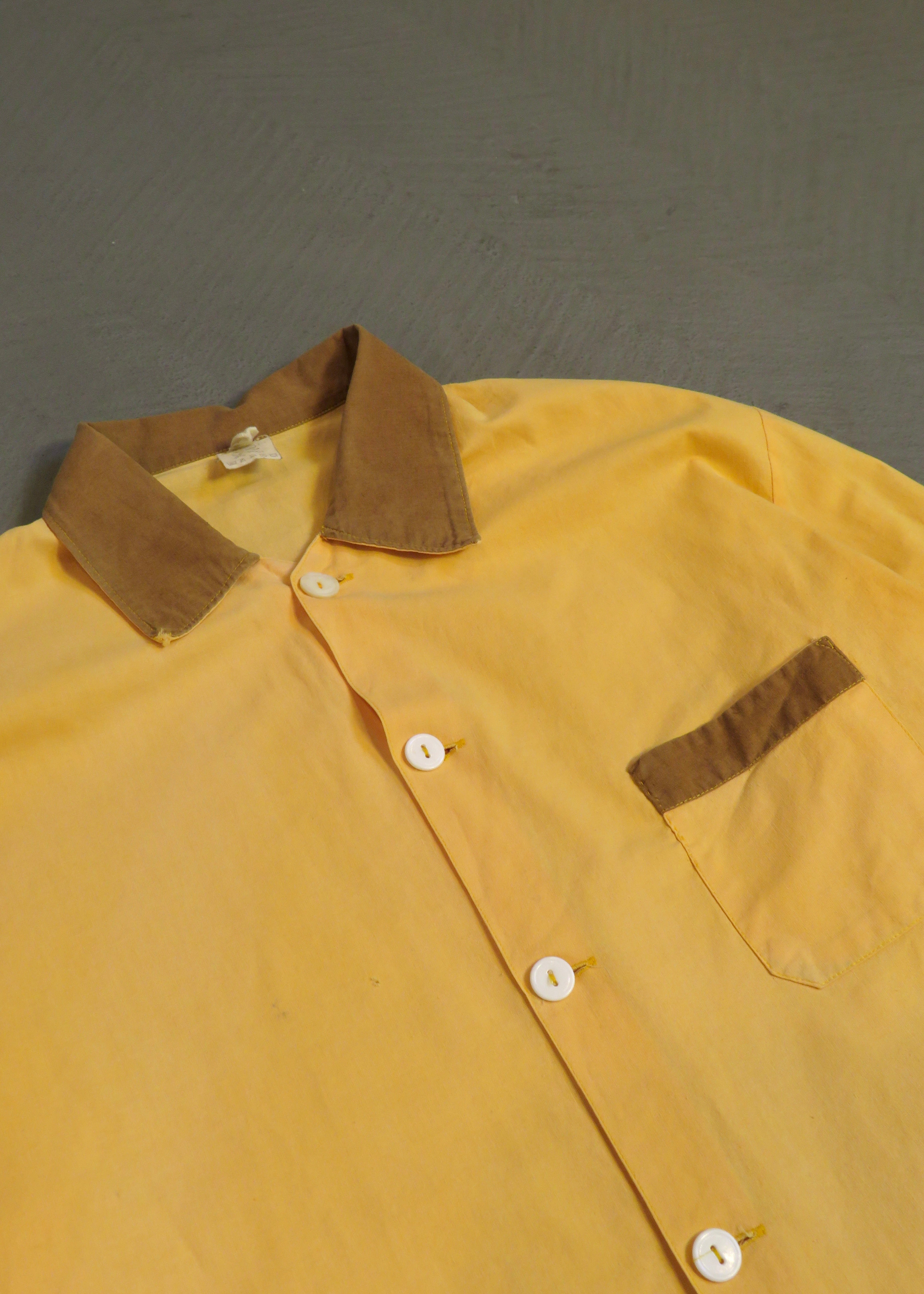 1970s European Contrast Collar Pajama Shirt