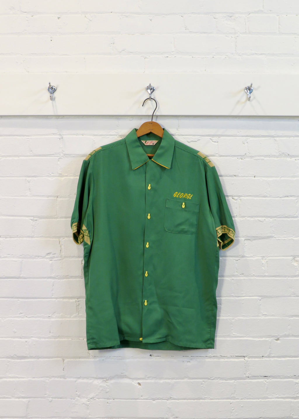 1950s Air-Flo Kinol Bros Tile Green Bowling Shirt