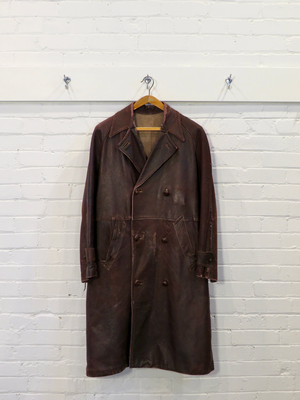 1940s European Leather Trench Coat