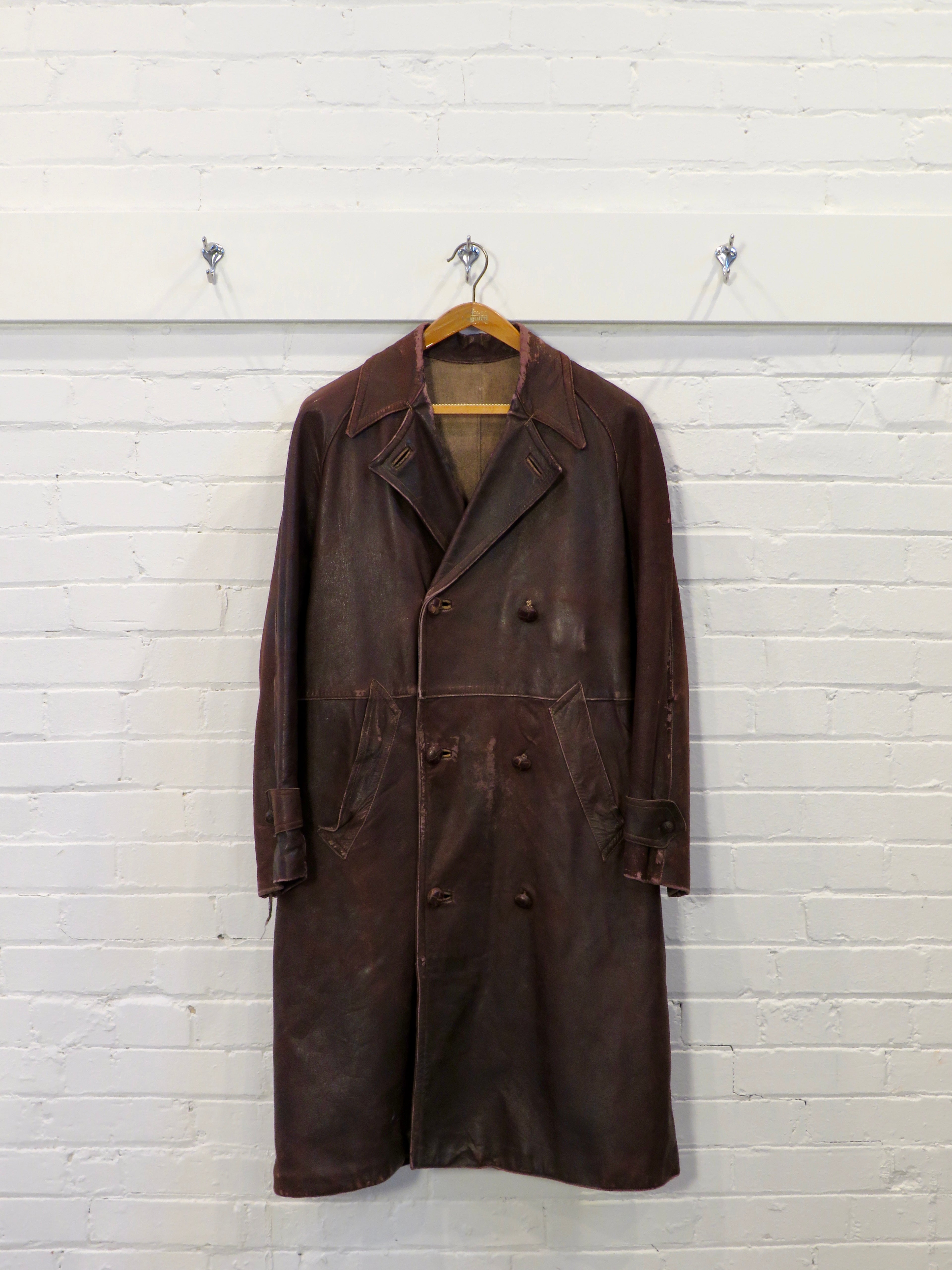 1940s European Leather Trench Coat