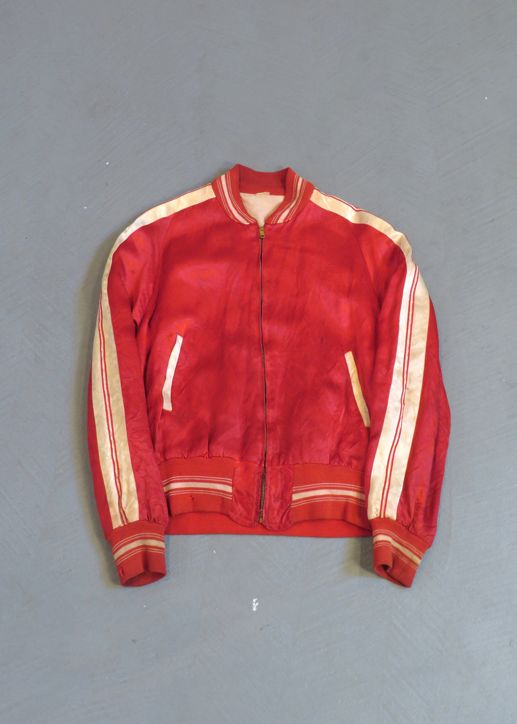 1960s Red Satin Bomber Jacket