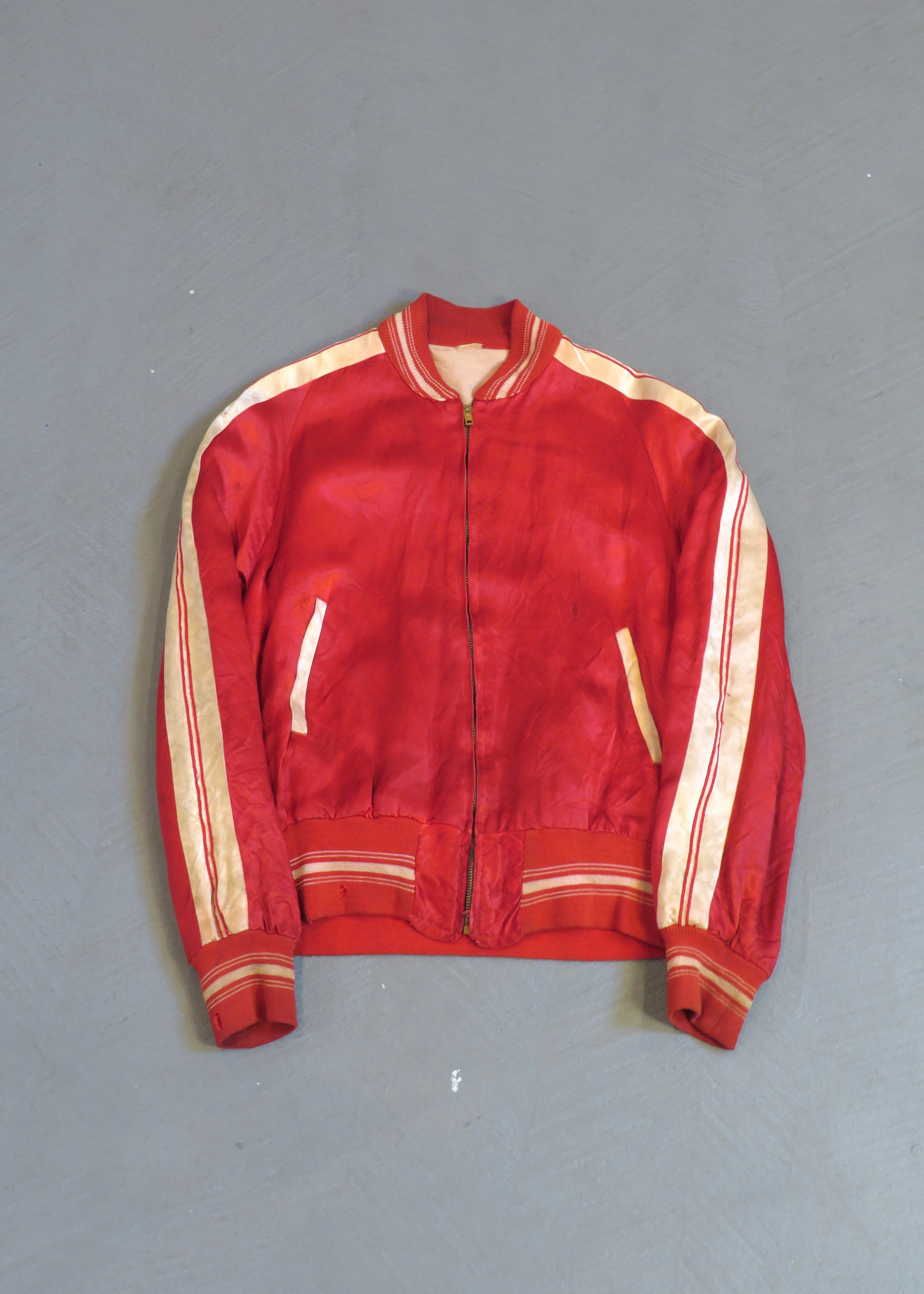 1960s Red Satin Bomber Jacket