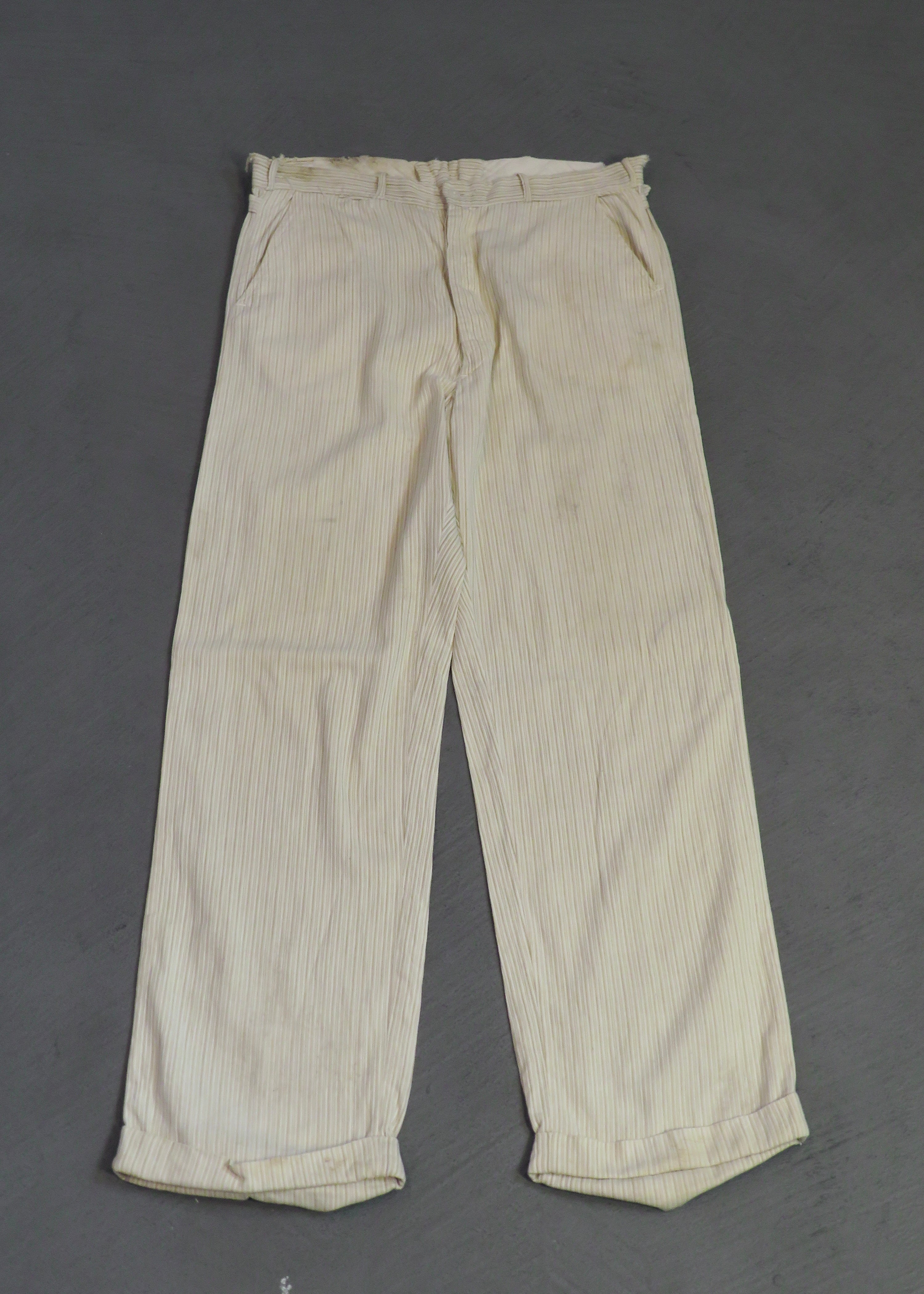 1930s Distressed Corded Side-Buckle Trousers | 33"x30"