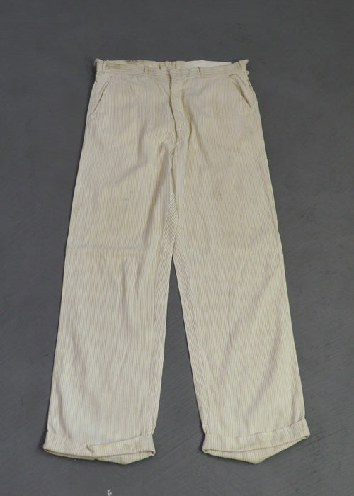 1930s Distressed Corded Side-Buckle Trousers | 33"x30"