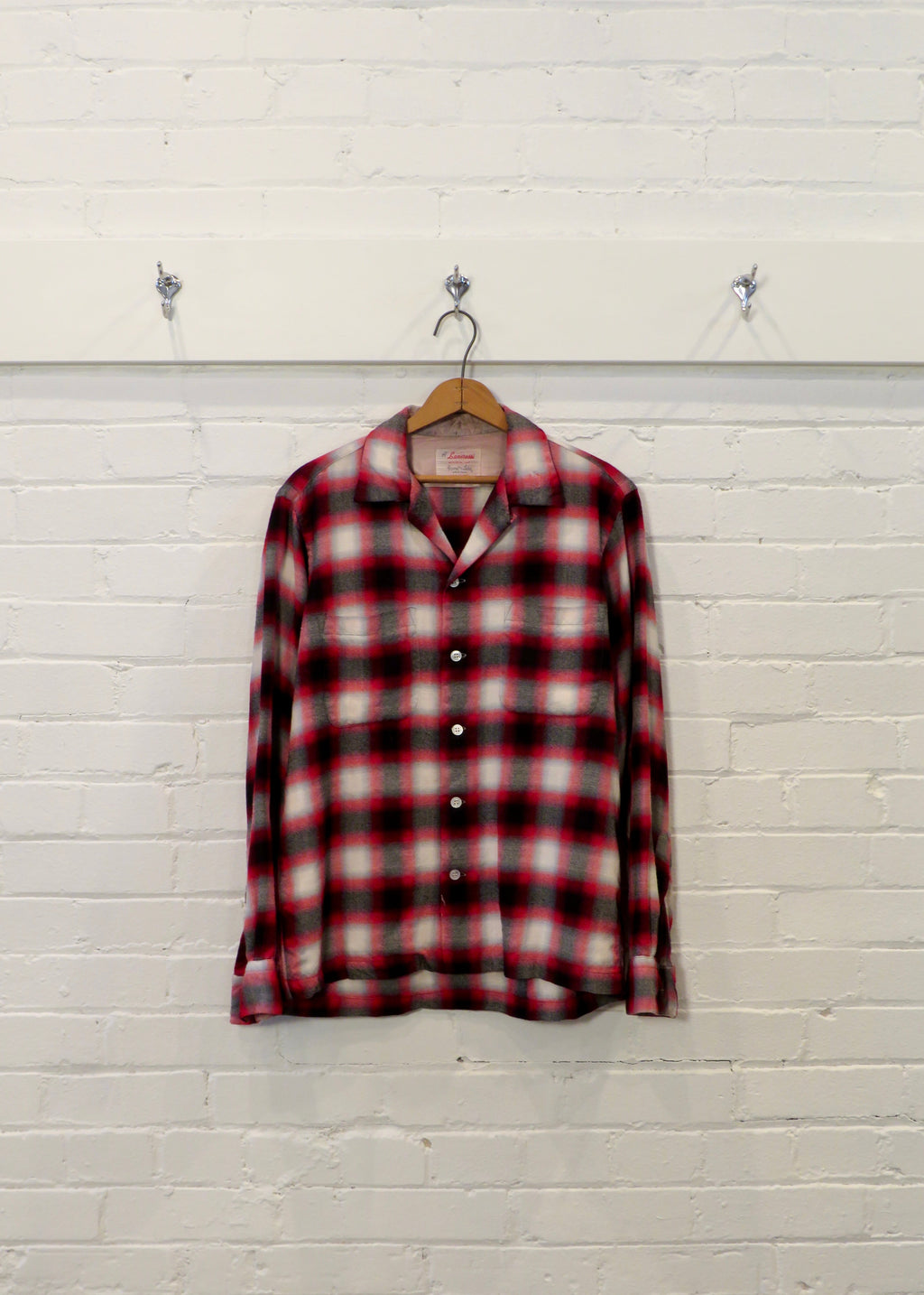 1950s Shadow Plaid Loop Collar Overshirt