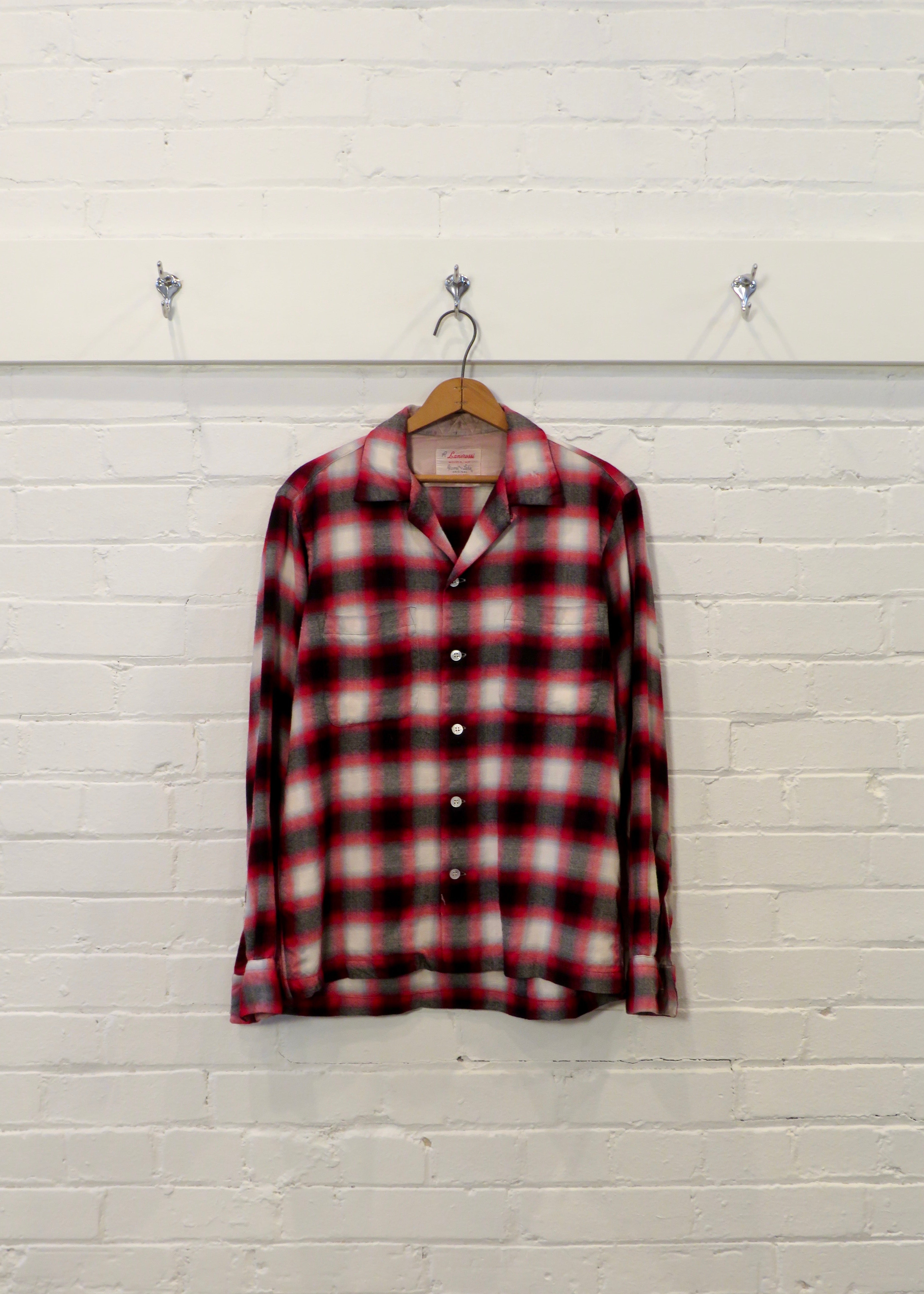 1950s Shadow Plaid Loop Collar Overshirt