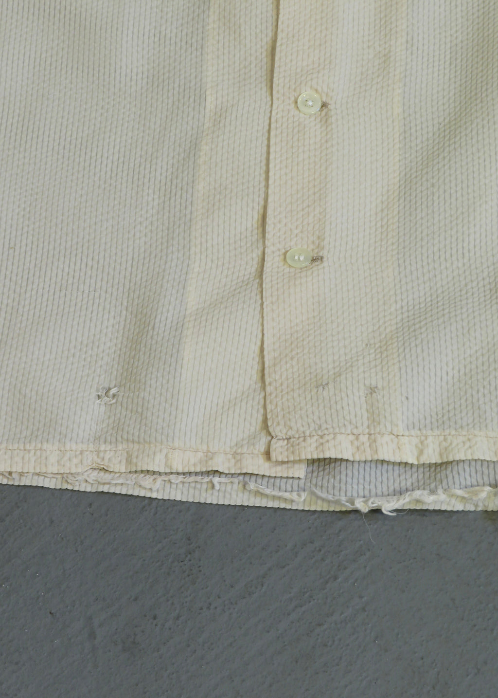 1950s Nylon Seersucker Short Sleeved Button Down Shirt