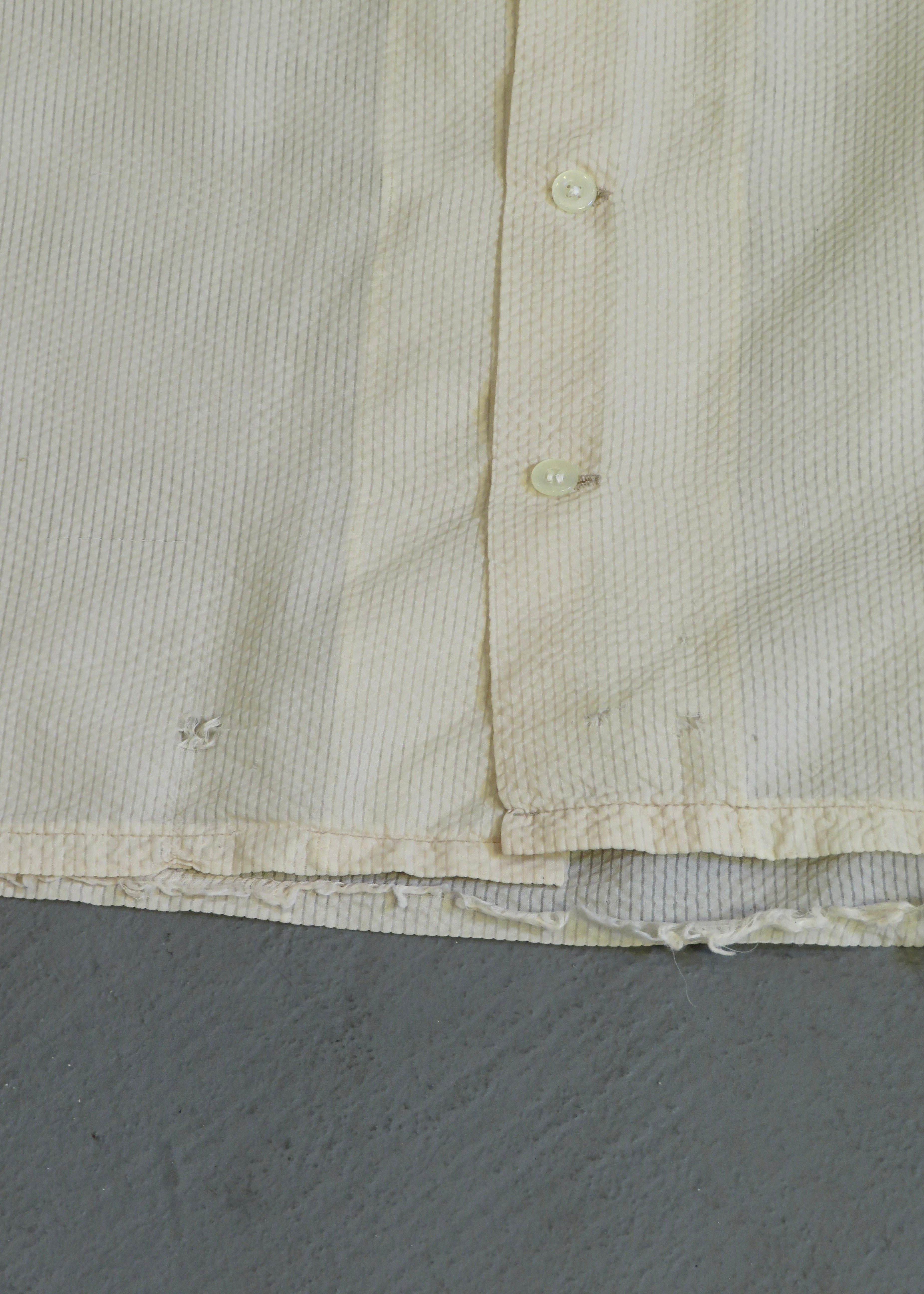 1950s Nylon Seersucker Short Sleeved Button Down Shirt
