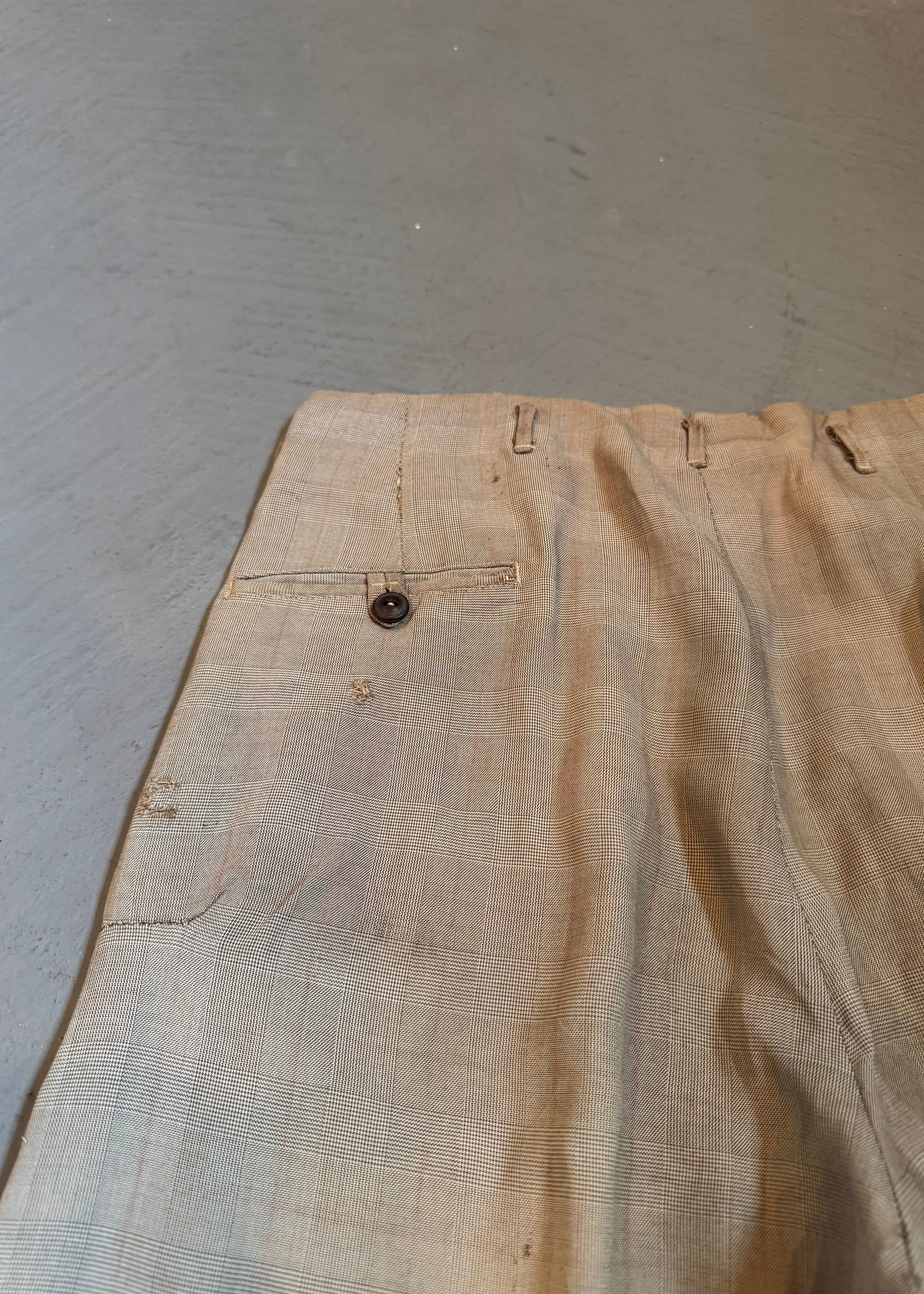 1940s Glen Plaid Gabardine Trousers