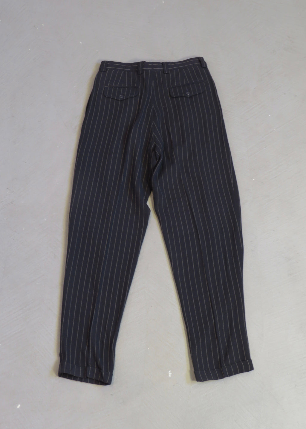 1980s Valentino Deep Navy Pinstripe Trousers