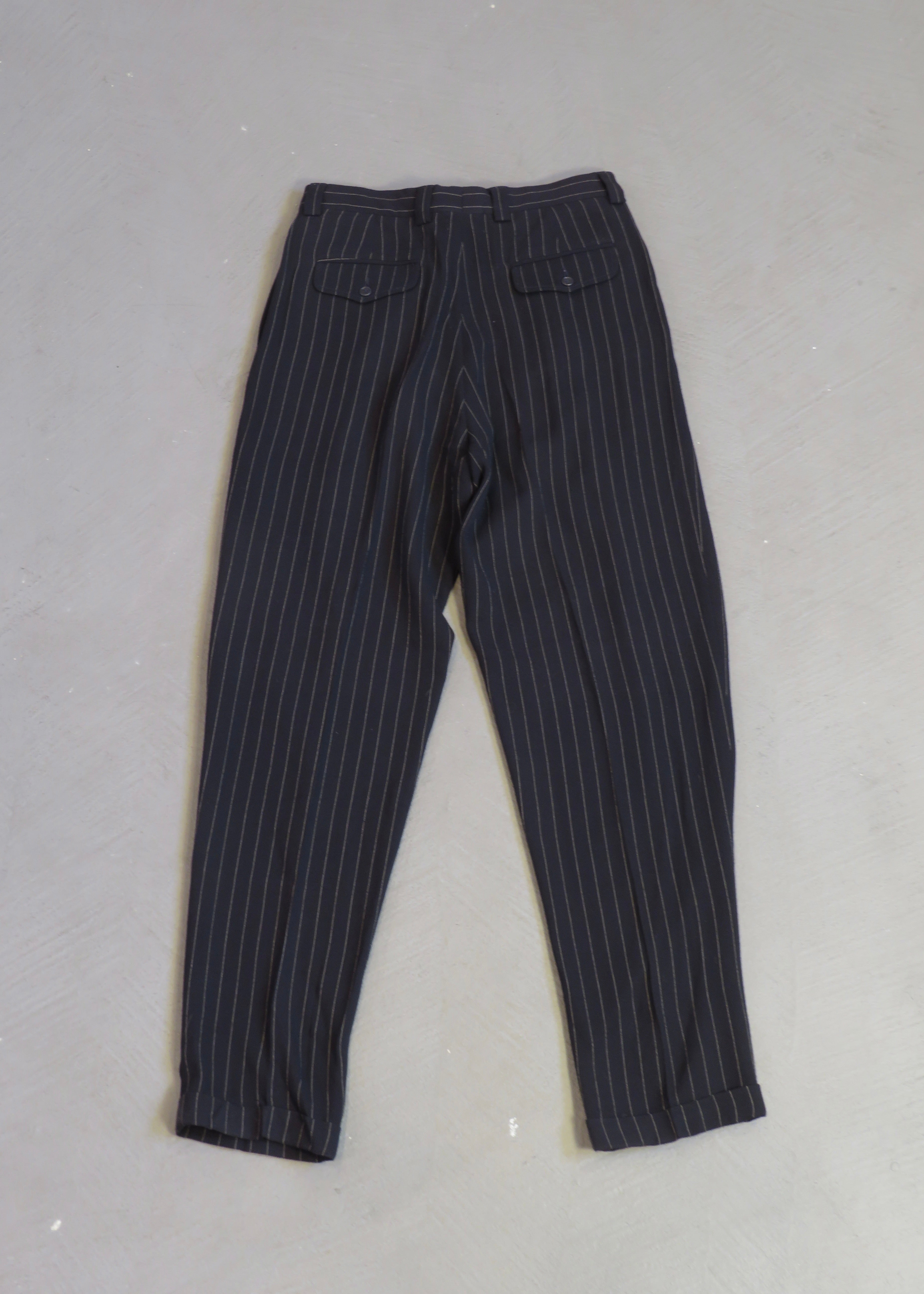 1980s Valentino Deep Navy Pinstripe Trousers