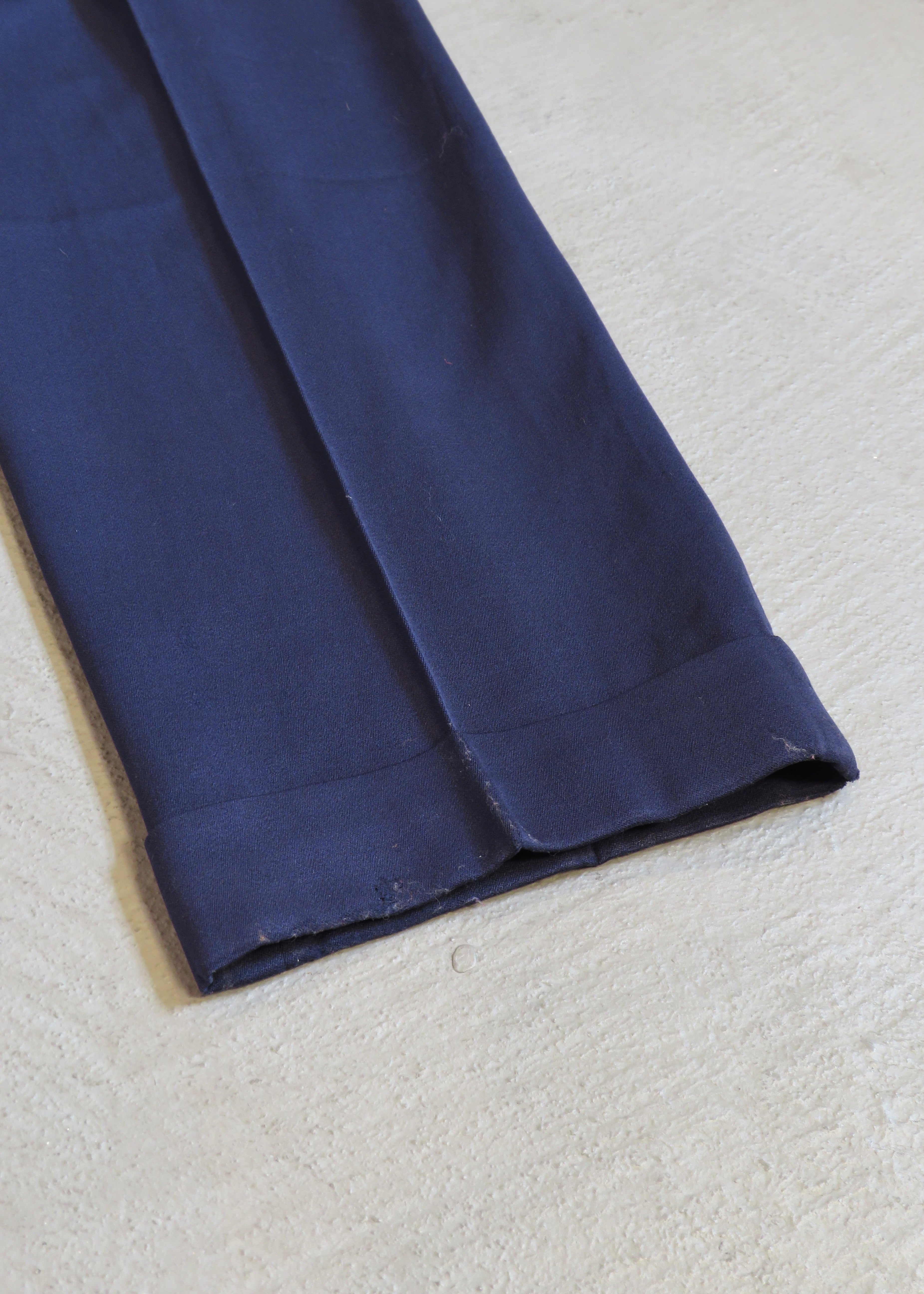 1950s Navy Wool Gabardine Trousers | 31"x31"