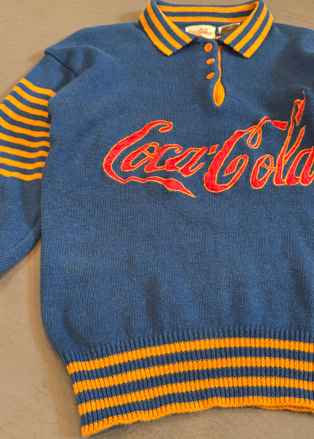 1980s Coca Cola Rugby Striped Sweater
