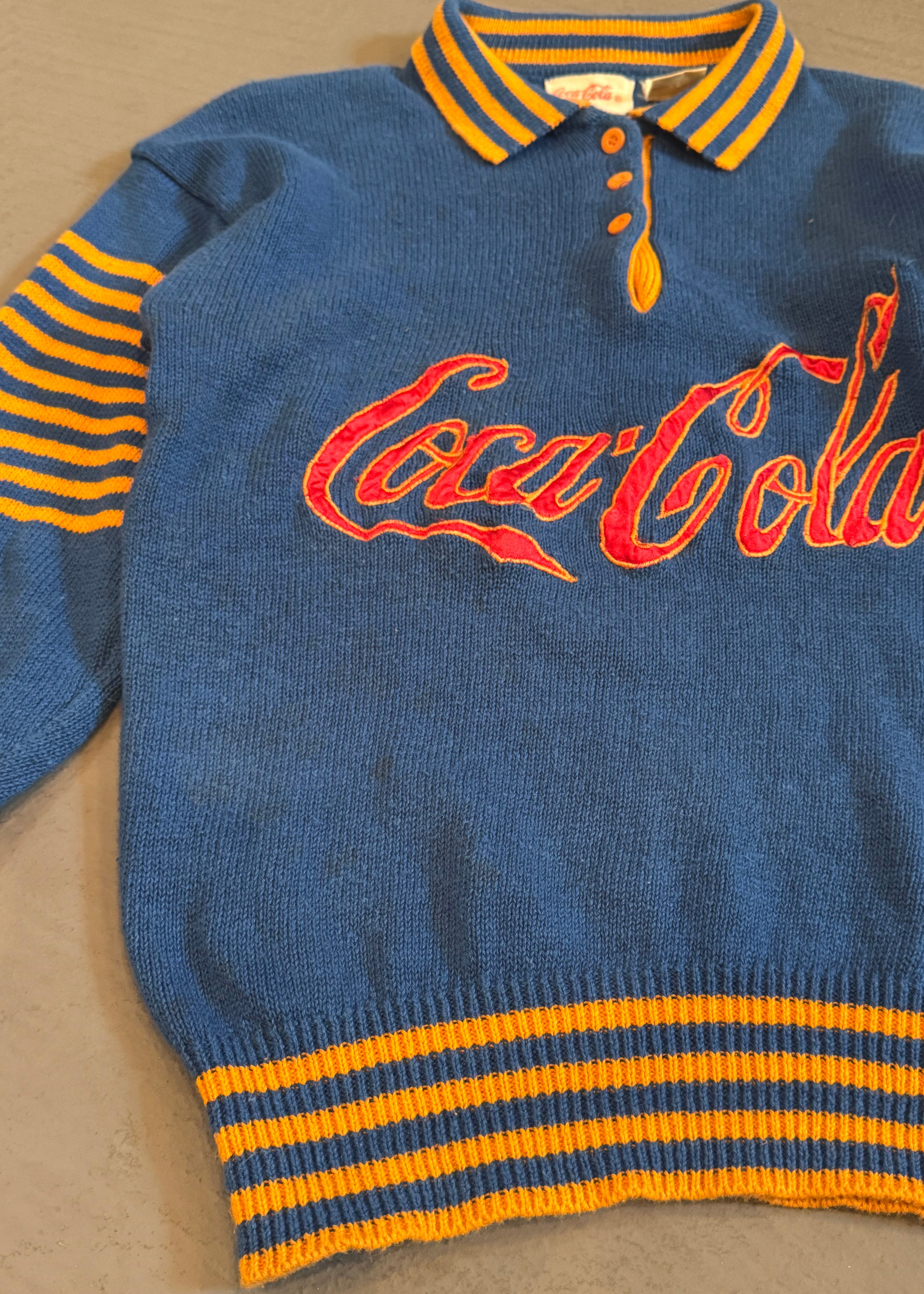 1980s Coca Cola Rugby Striped Sweater