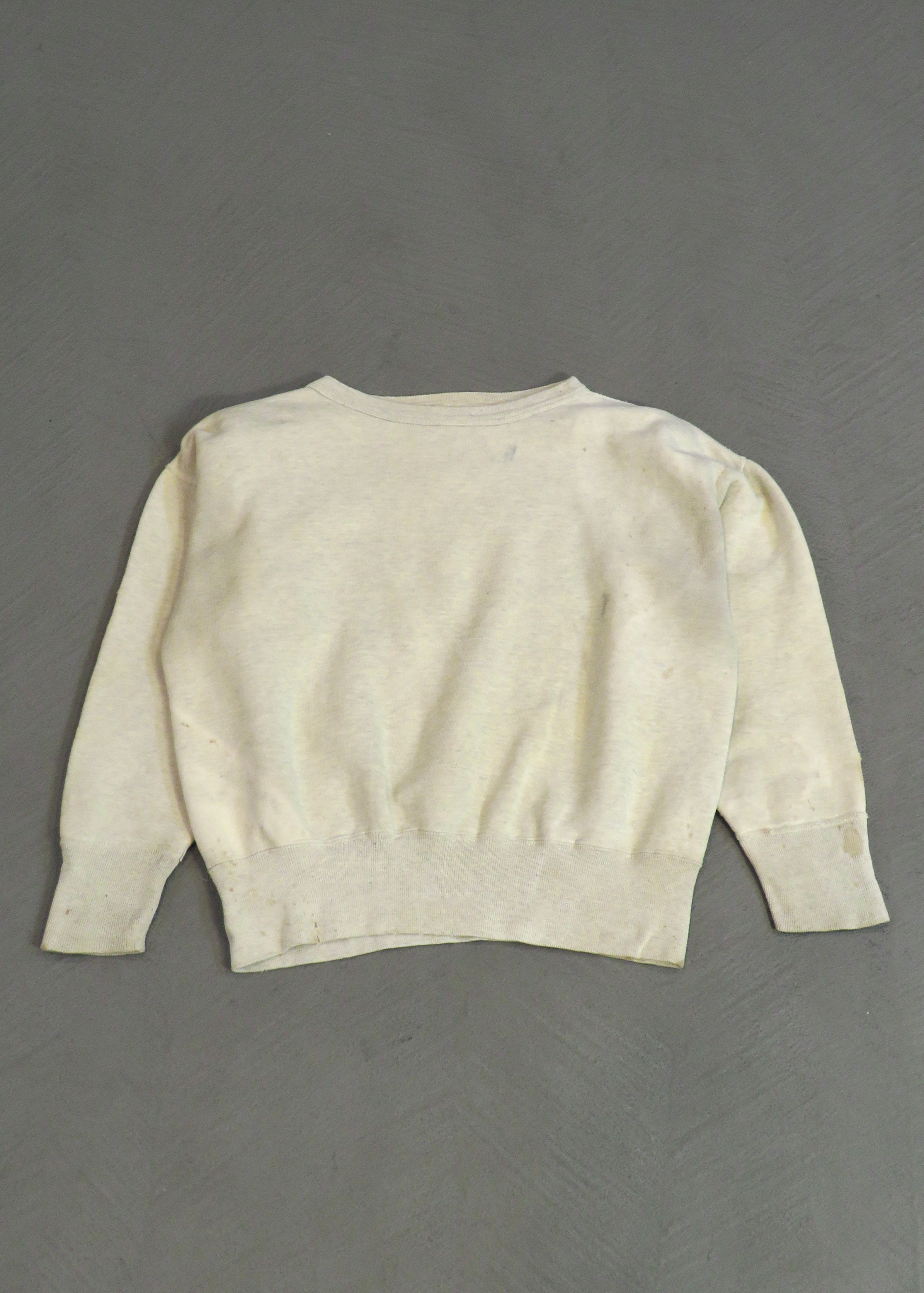 1950s Distressed Splattered Grey Single V Crewneck Sweatshirt