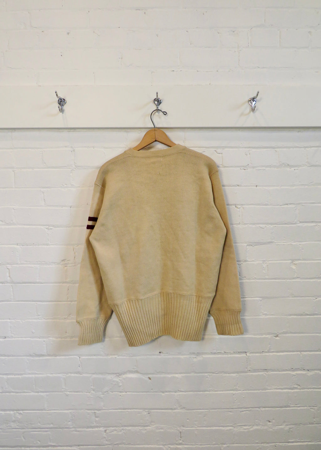 1940s Ghost Letter V-Neck Varsity Sweater