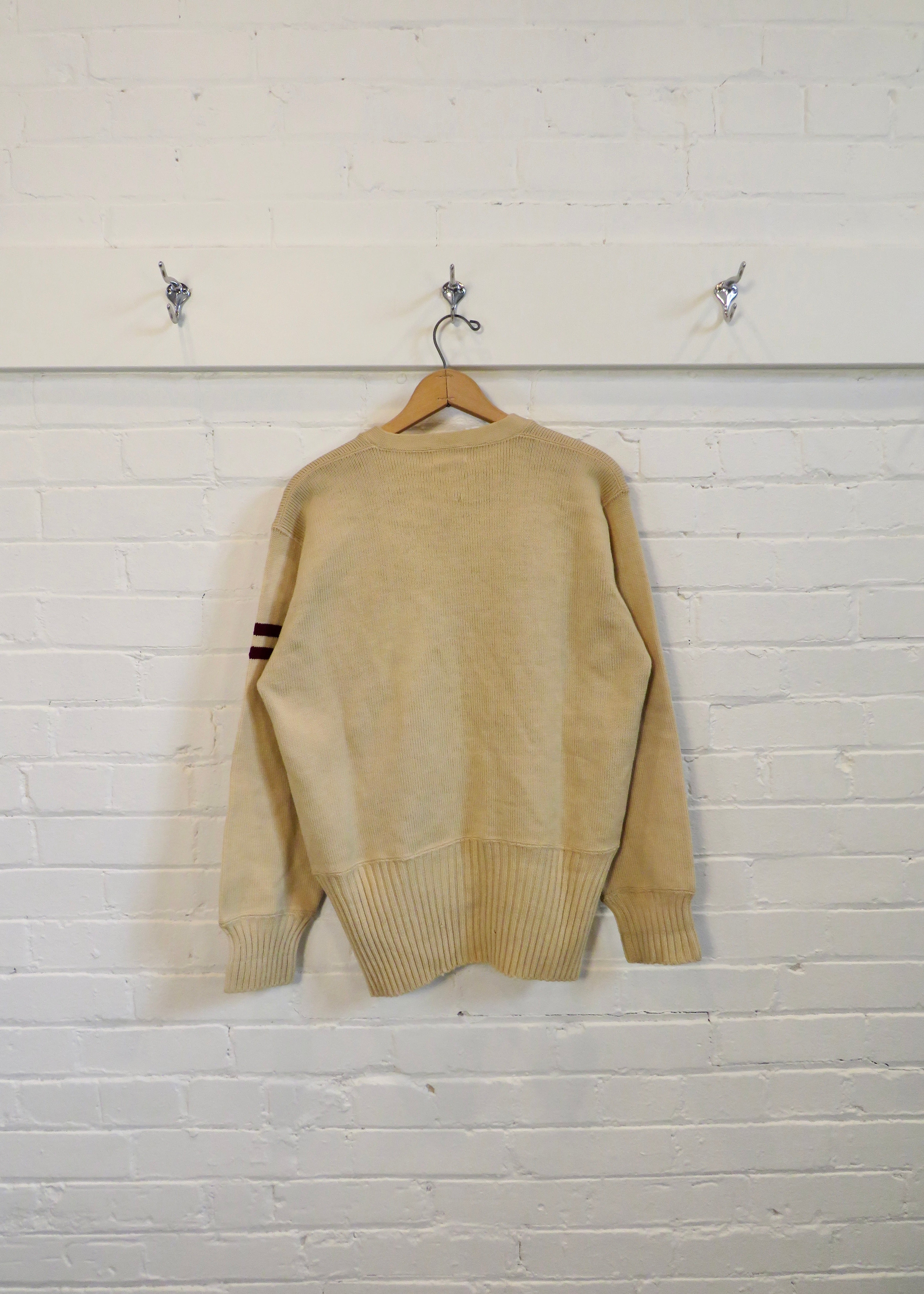 1940s Ghost Letter V-Neck Varsity Sweater