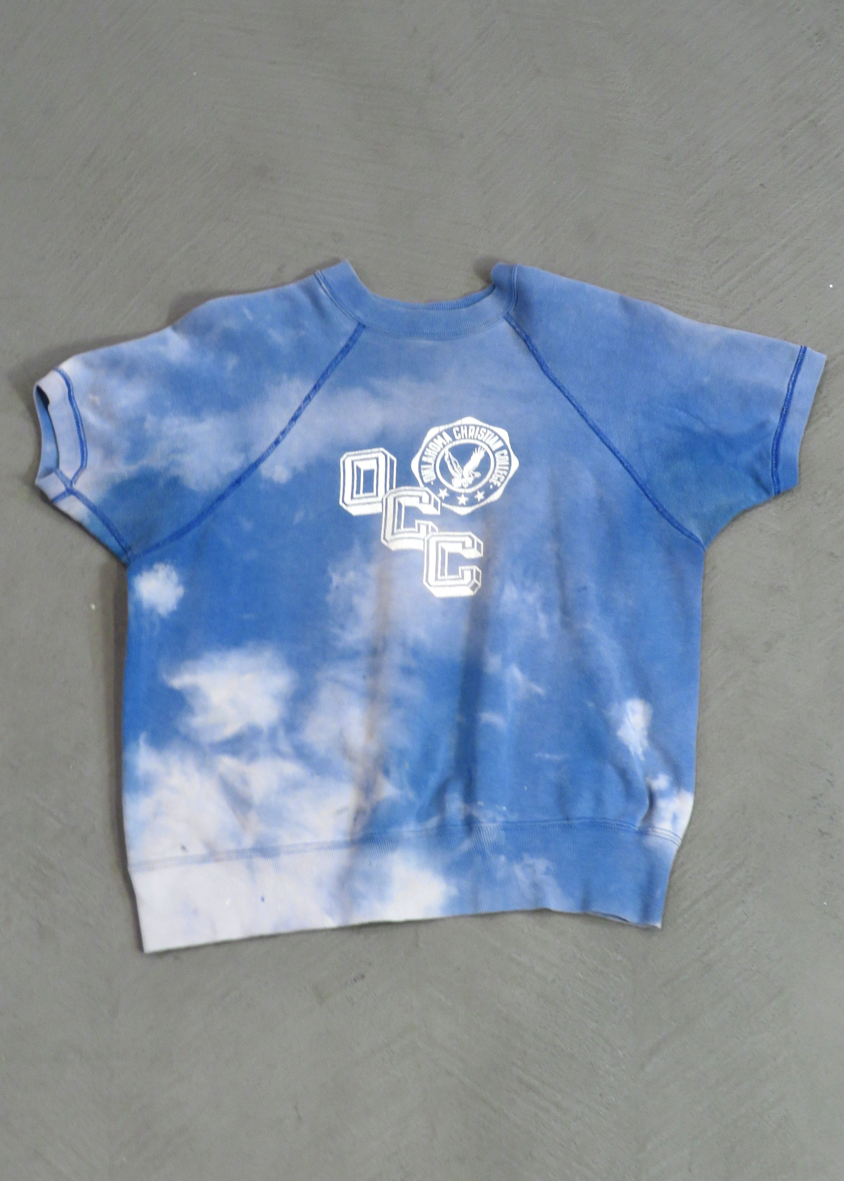 1960s Oklahoma Christian College Sun Faded Short Sleeved Sweatshirt