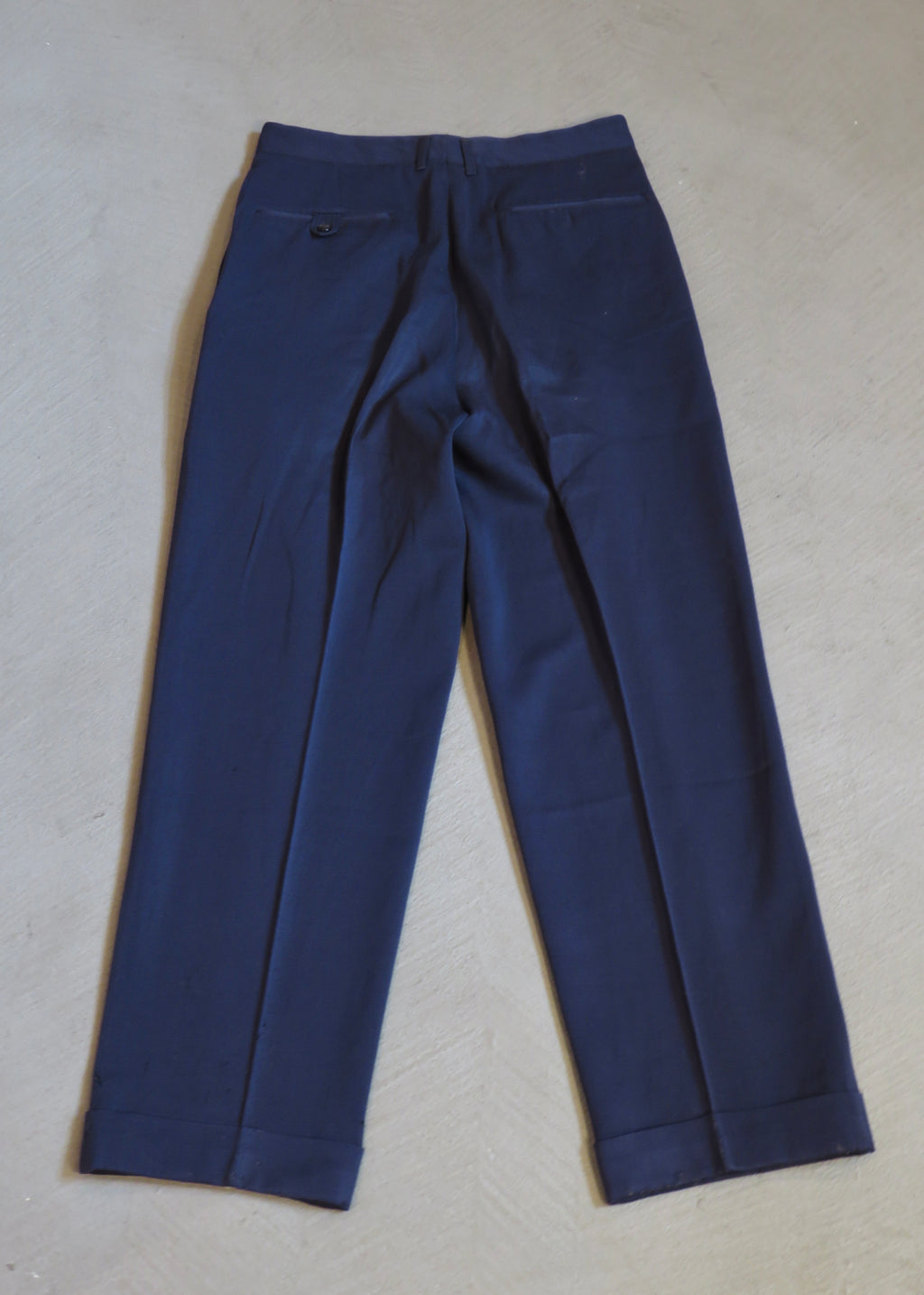 1950s Navy Wool Gabardine Trousers | 31"x31"