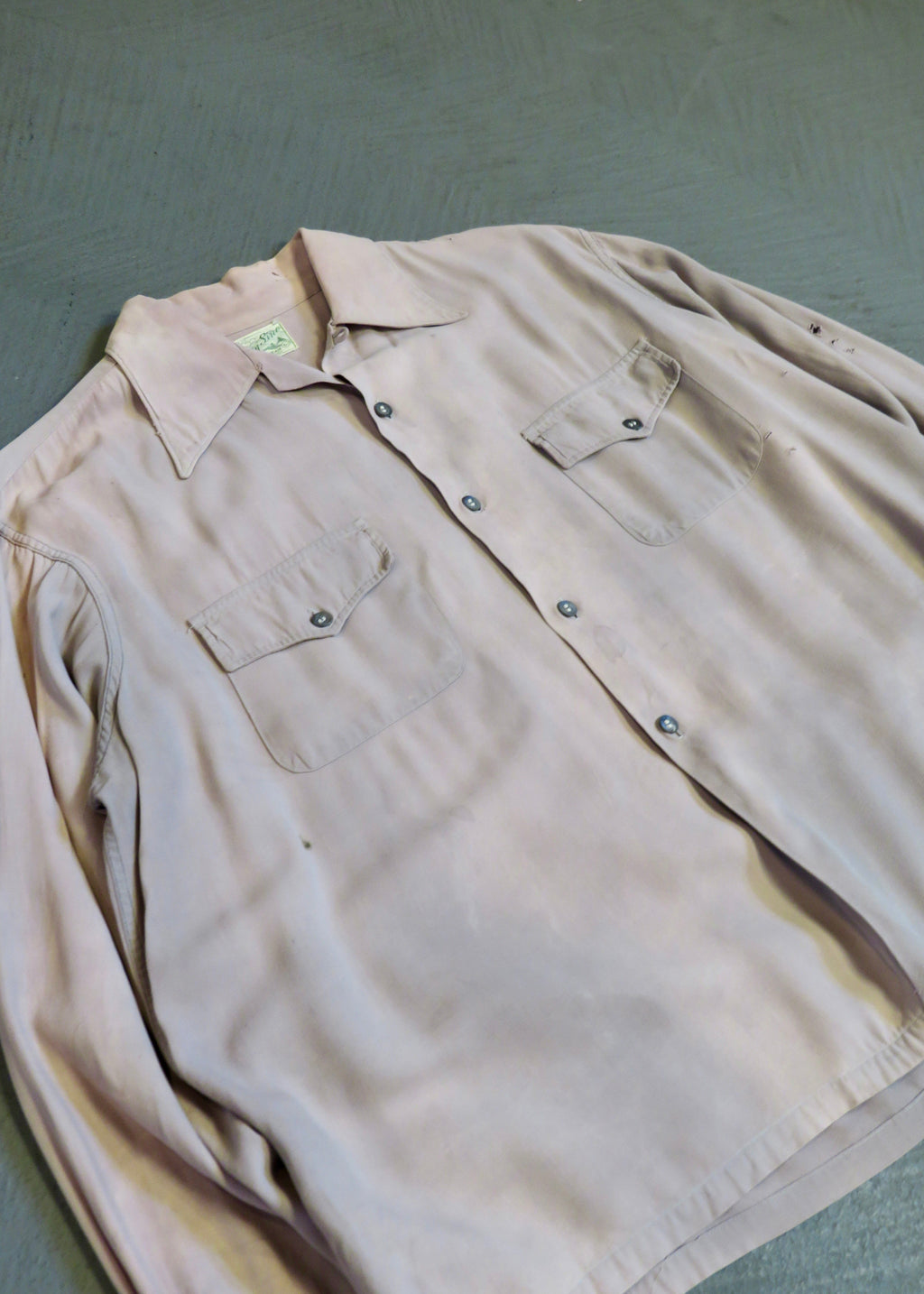 1950s Faded Mauve Rayon Gabardine Overshirt