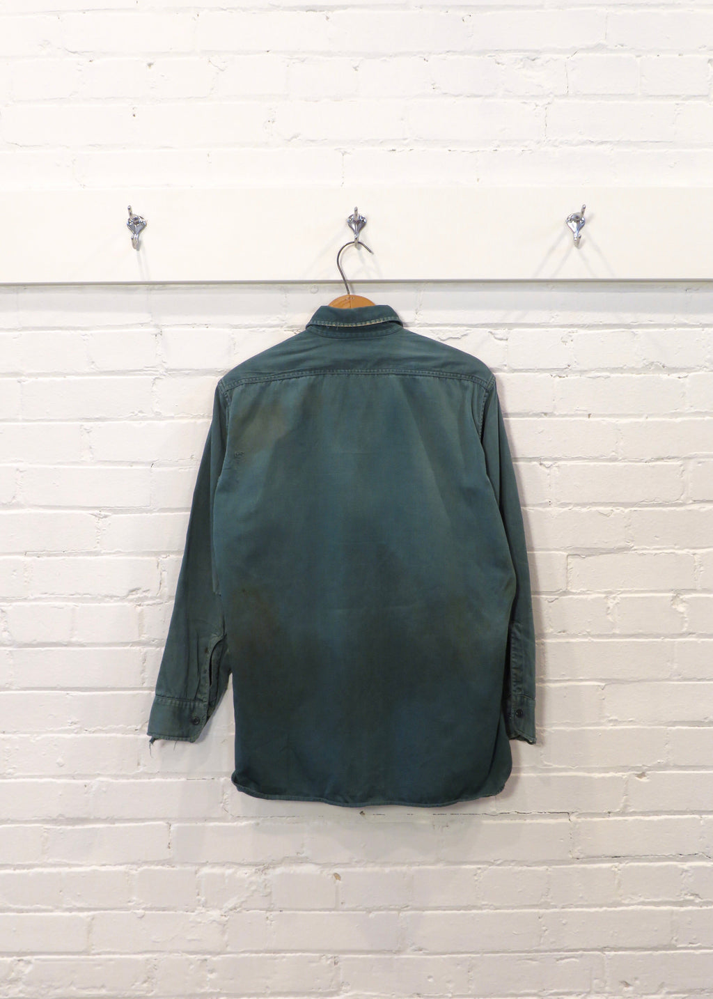 1950s Faded Green Distressed Work Shirt