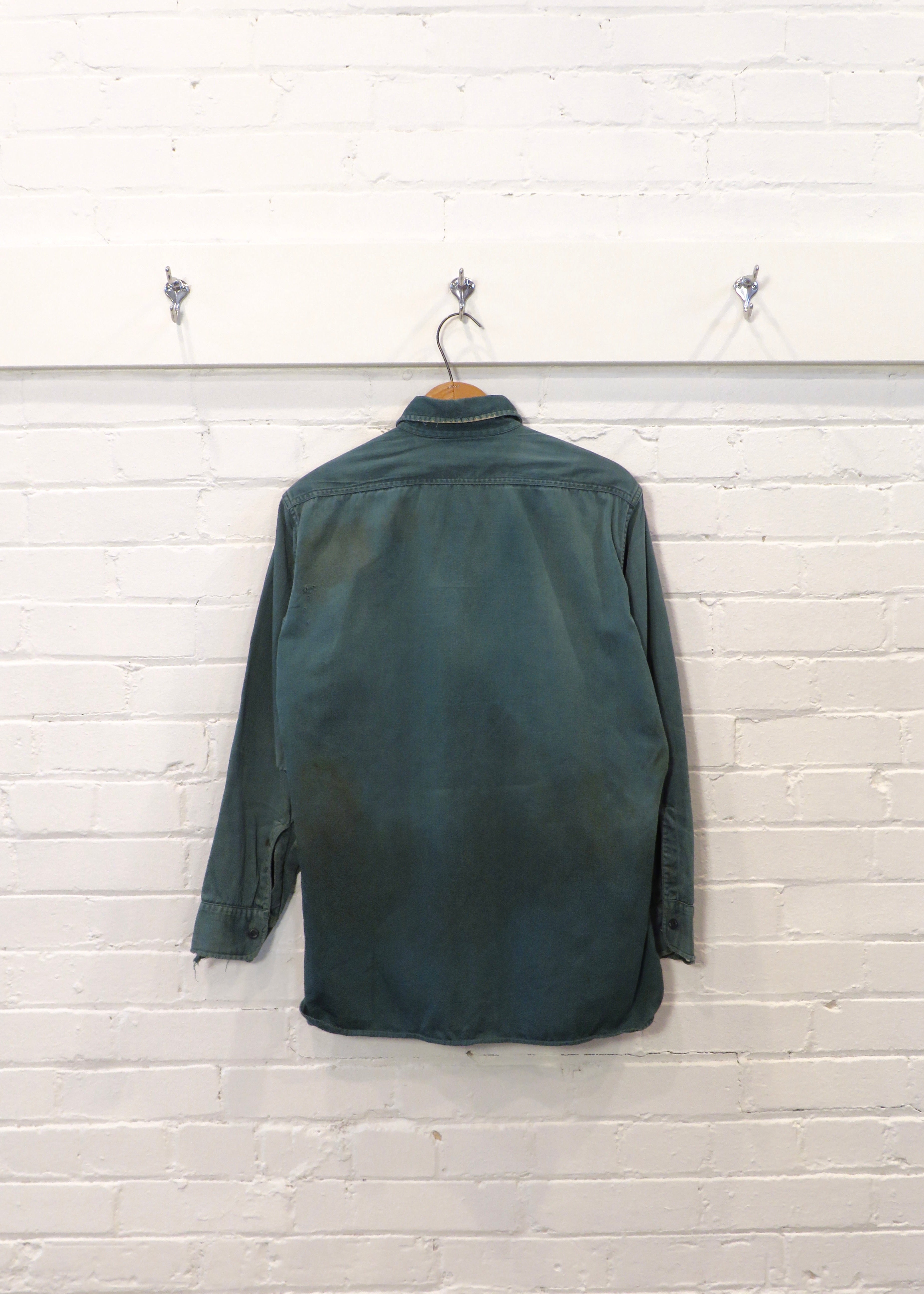 1950s Faded Green Distressed Work Shirt