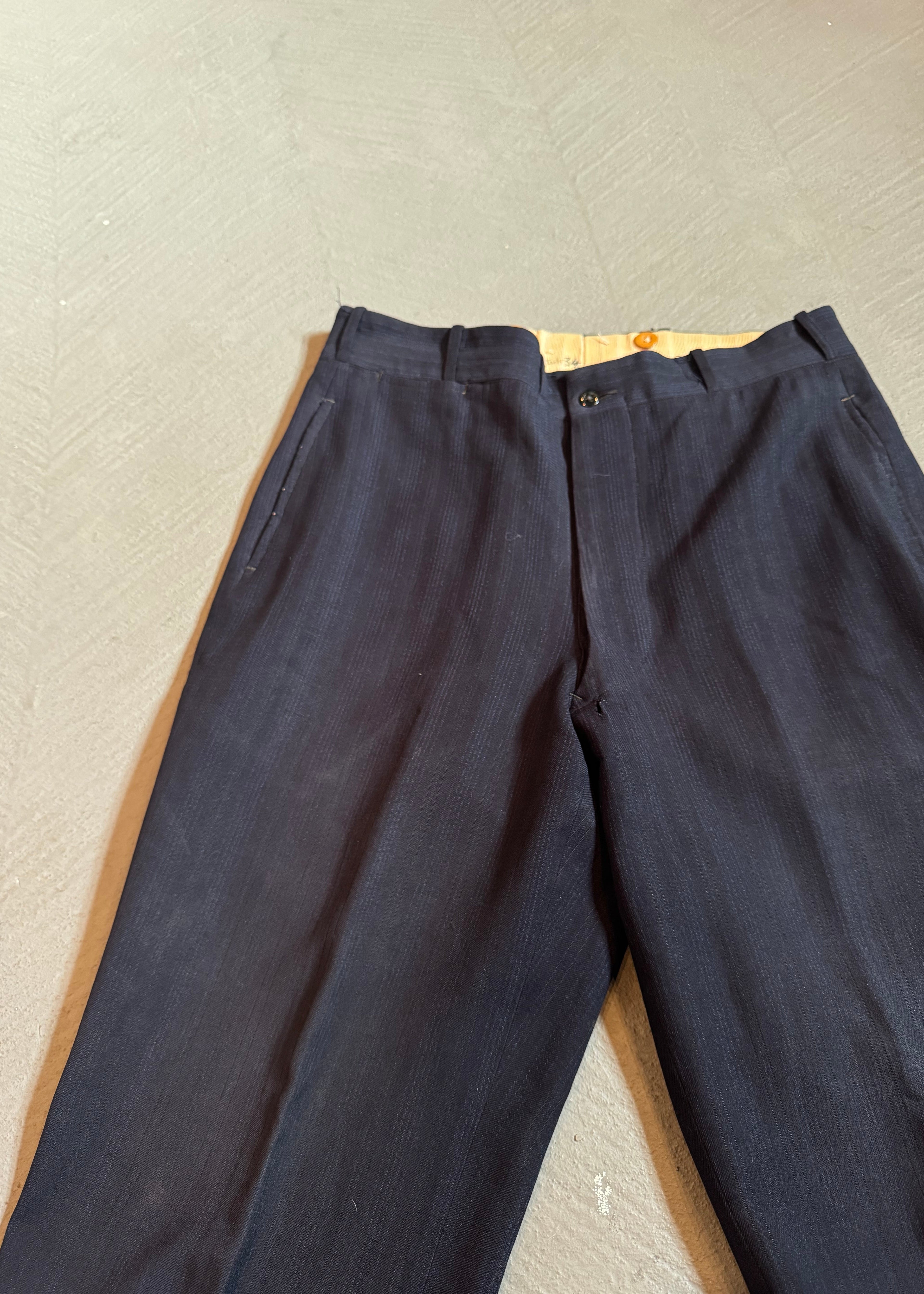 1960s Deep Navy Pinstripe Suit Trousers