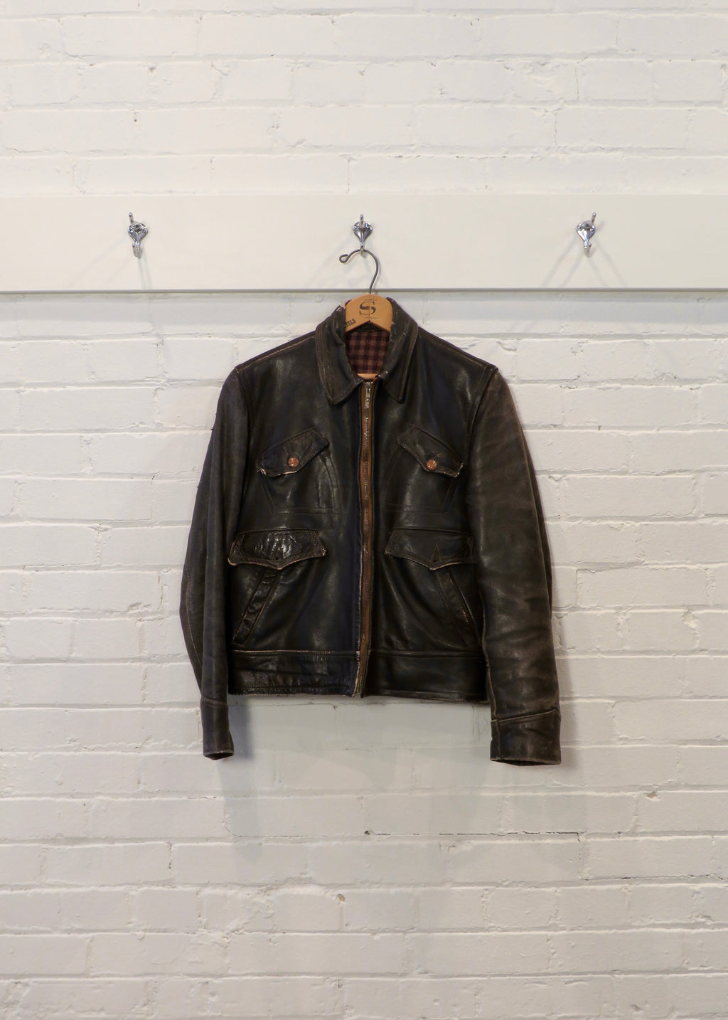 1960s Wool Lined Black Leather Jacket