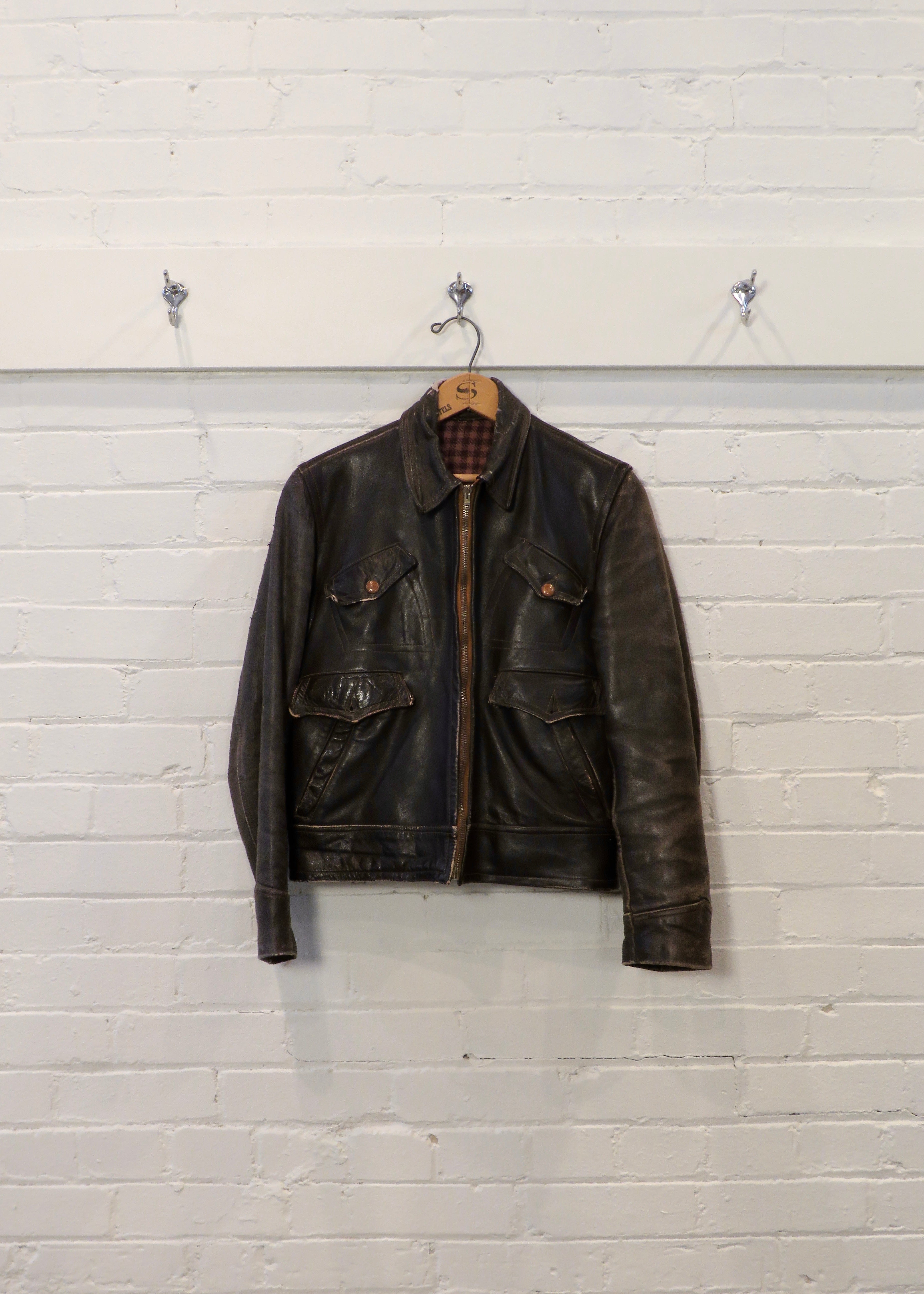 1960s Wool Lined Black Leather Jacket