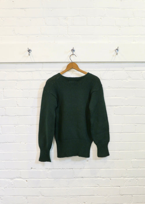 1940s Pine Green Boat Neck Sweater